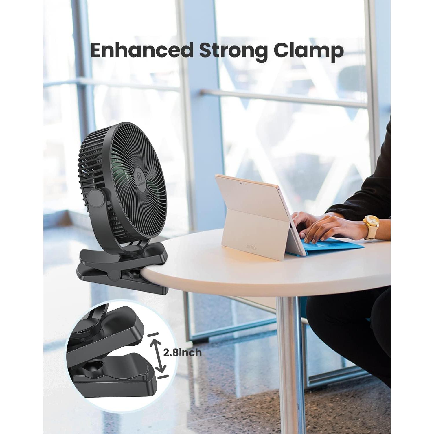 Ventilador Clip Recargable 10000mAh LEMOISTAR 8" 4 Velocidades