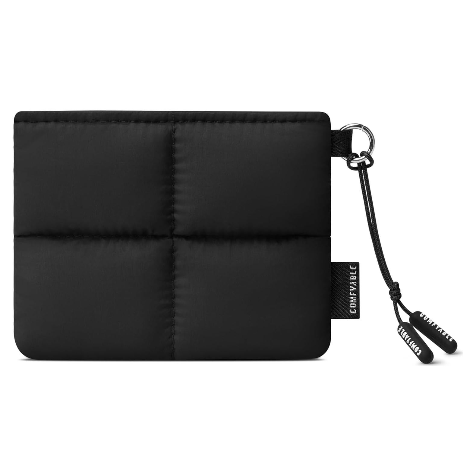 Monedero Puffy Comfyable Negro, Organizador Compacto para Mujeres