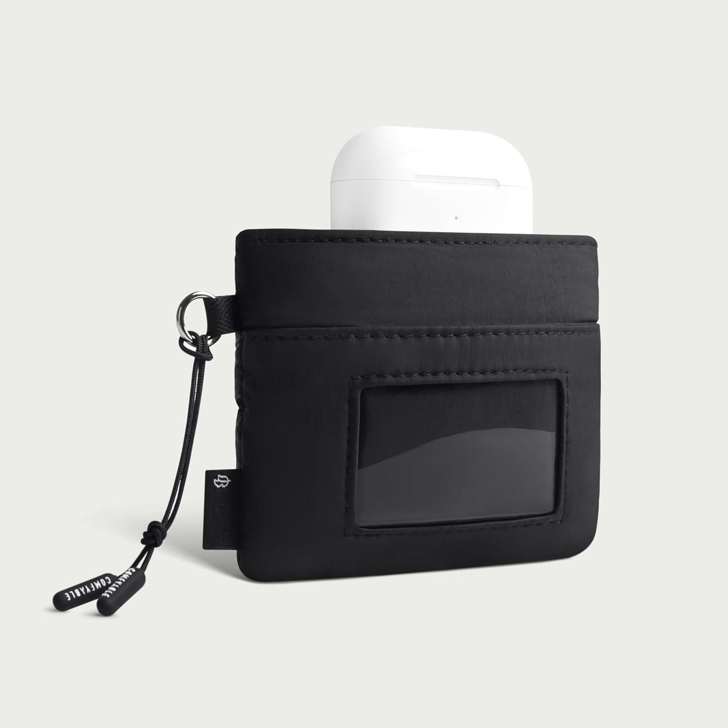 Monedero Puffy Comfyable Negro, Organizador Compacto para Mujeres