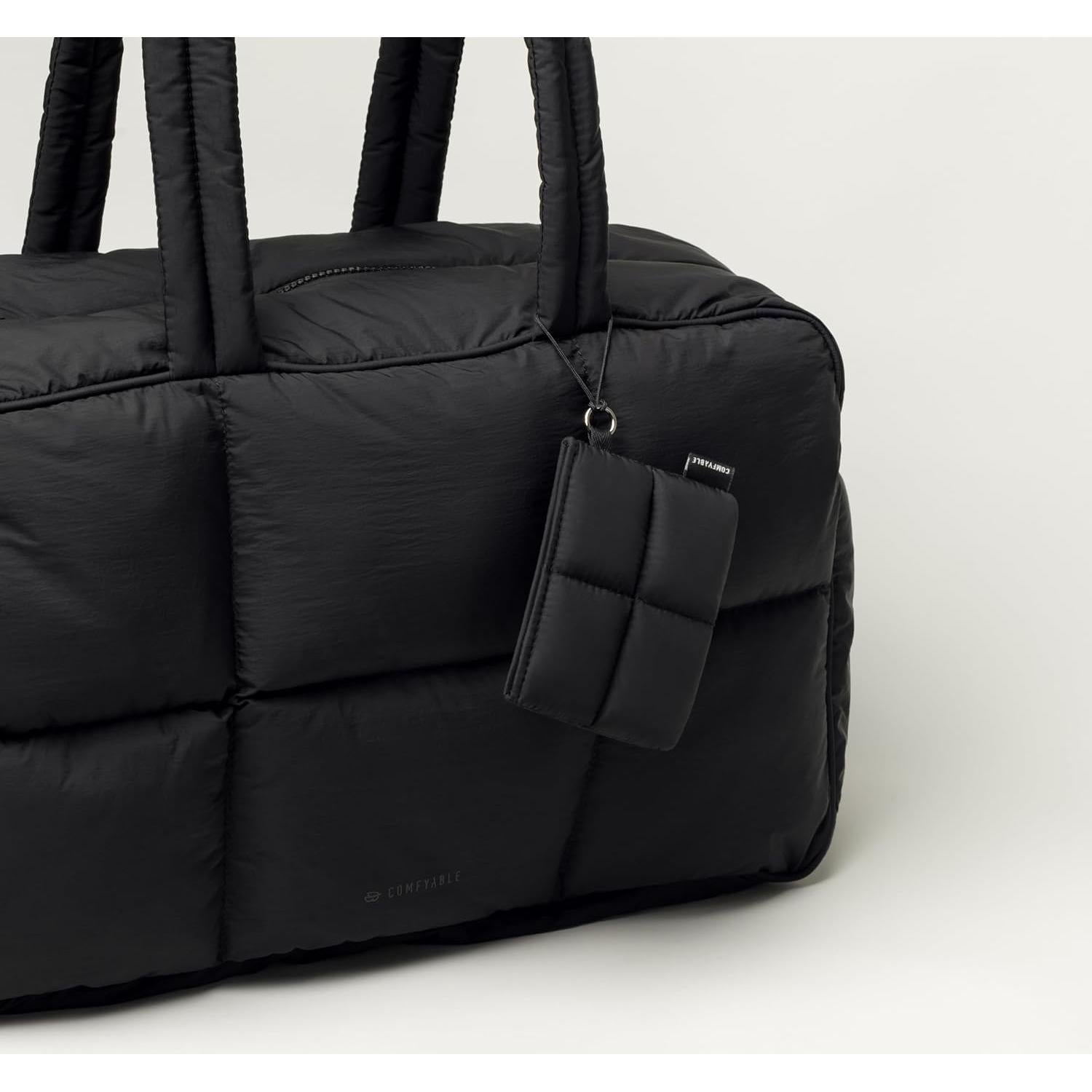 Monedero Puffy Comfyable Negro, Organizador Compacto para Mujeres