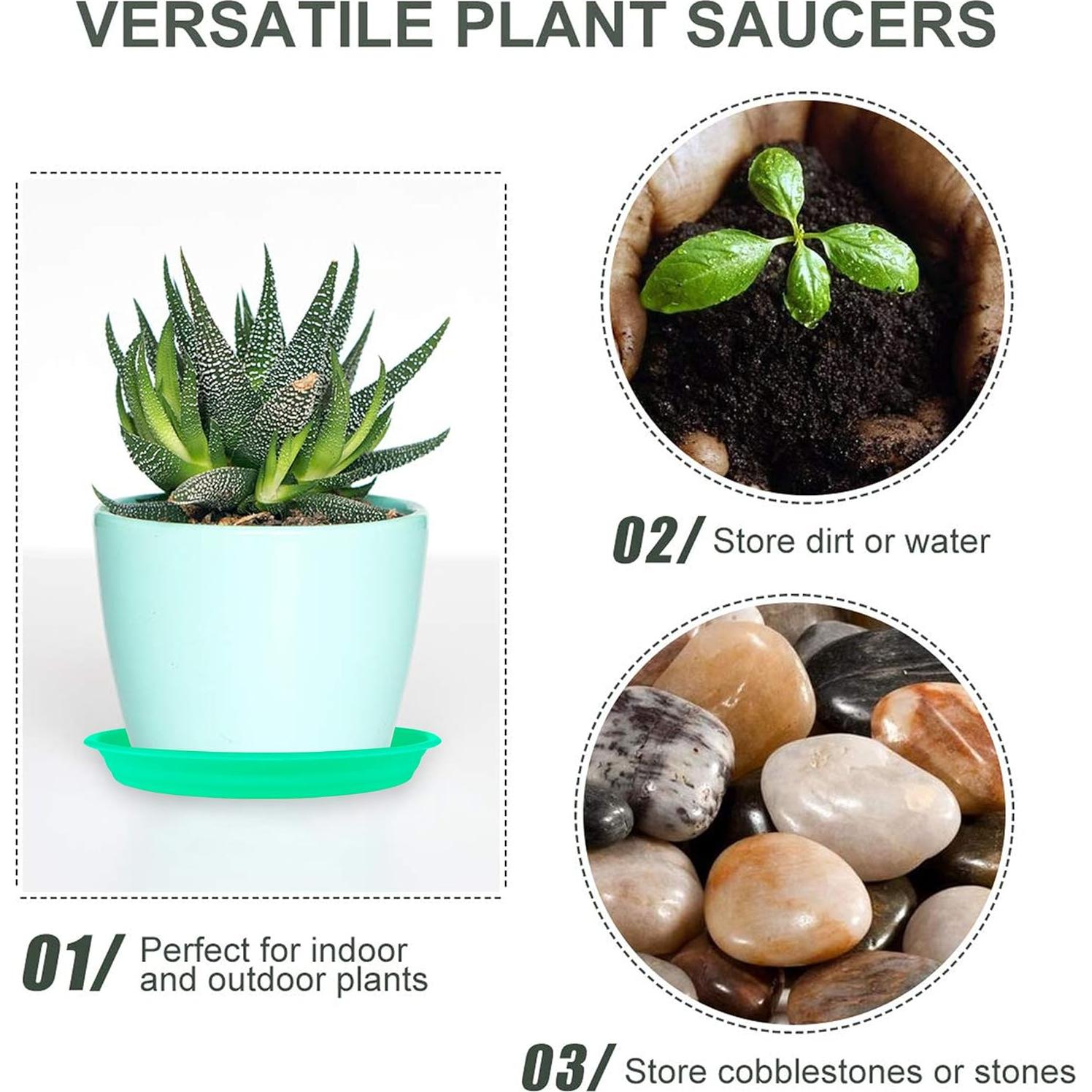 12 Platos de Goteo para Macetas ECOESPTI 15-25 cm Blanco Crema