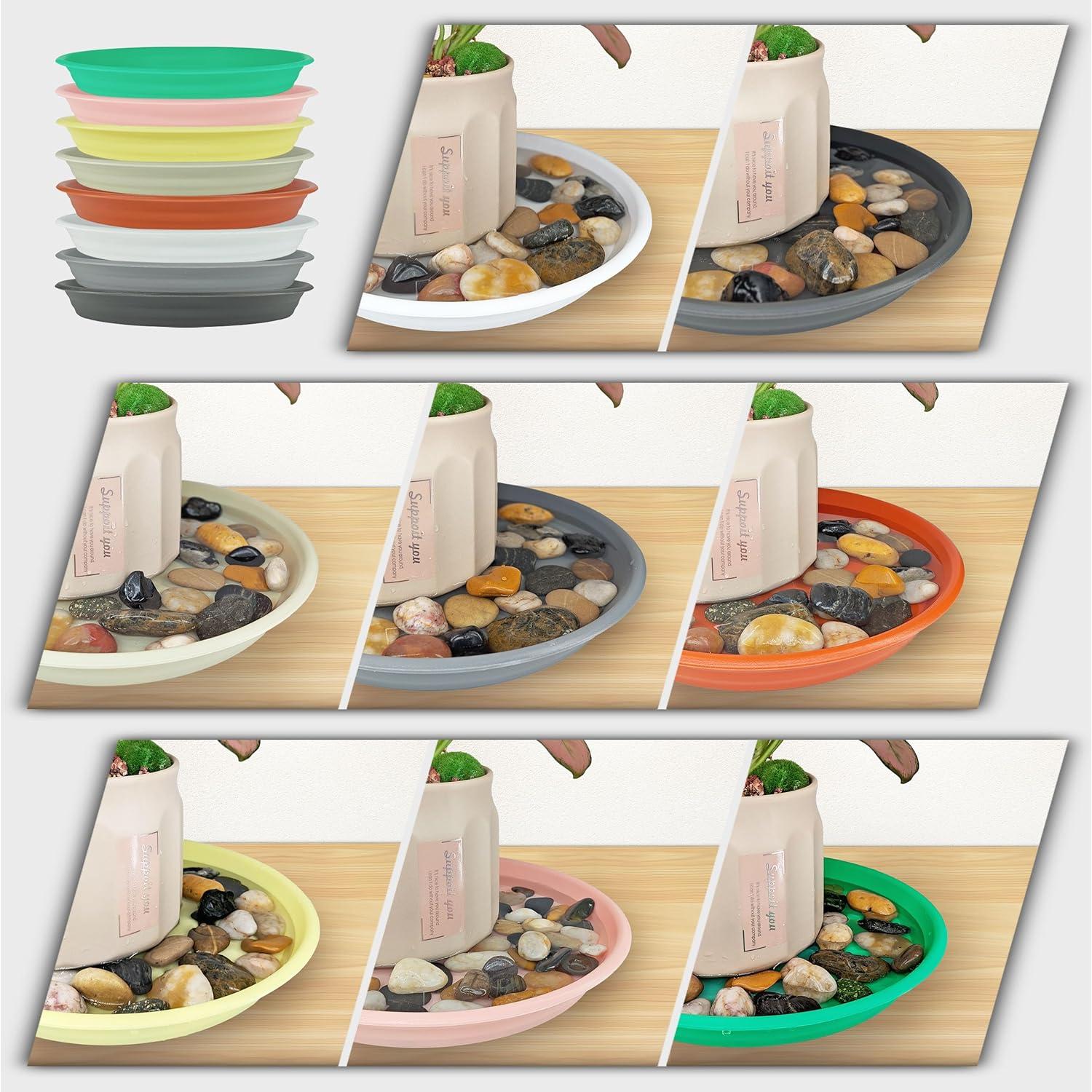 12 Platos de Goteo para Macetas ECOESPTI 15-25 cm Blanco Crema