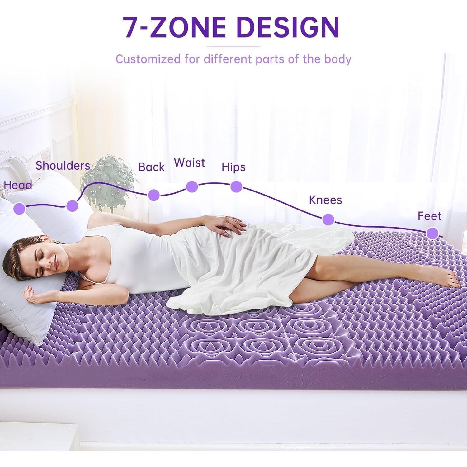 Protector de Colchón Individual MUXHOMO 5 cm Gel Lavanda 191x97 cm