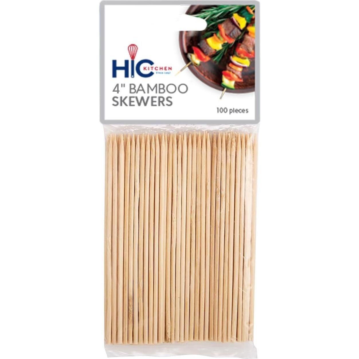 Pinchos de Barbacoa de Bambú HIC Kitchen 10 cm - 100 Piezas