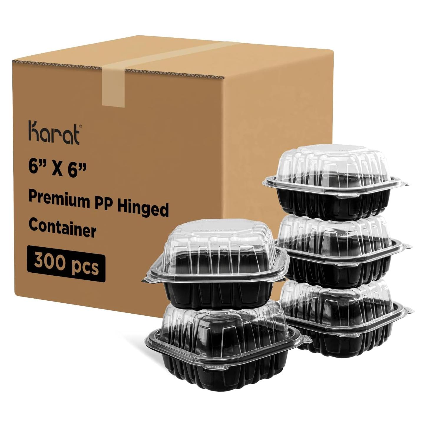 Contenedor con bisagra Karat Premium PP 15.24x15.24cm 1 compartimento