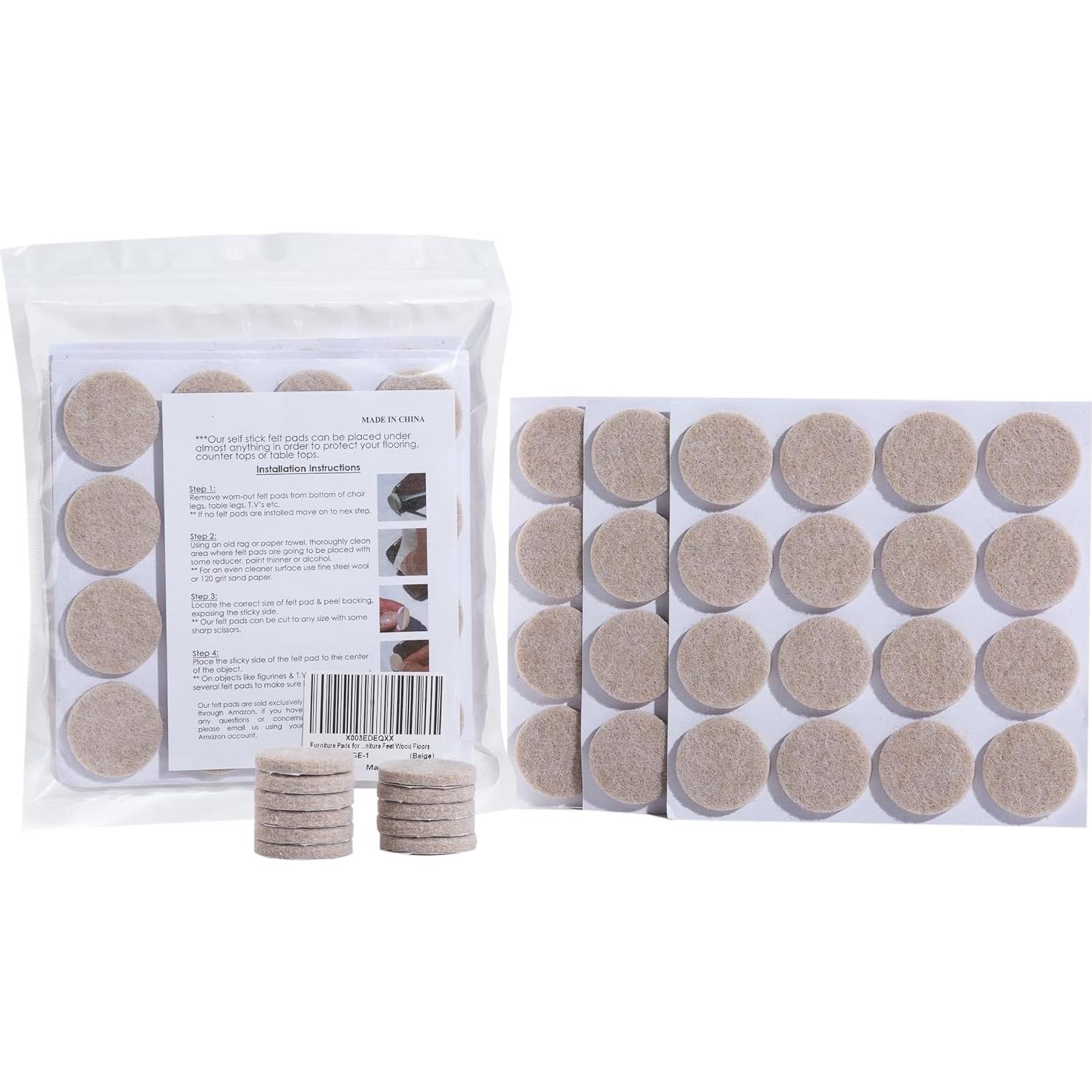 Almohadillas de Fieltro Autoadhesivas ZY 48 Pcs Beige 2.54 cm