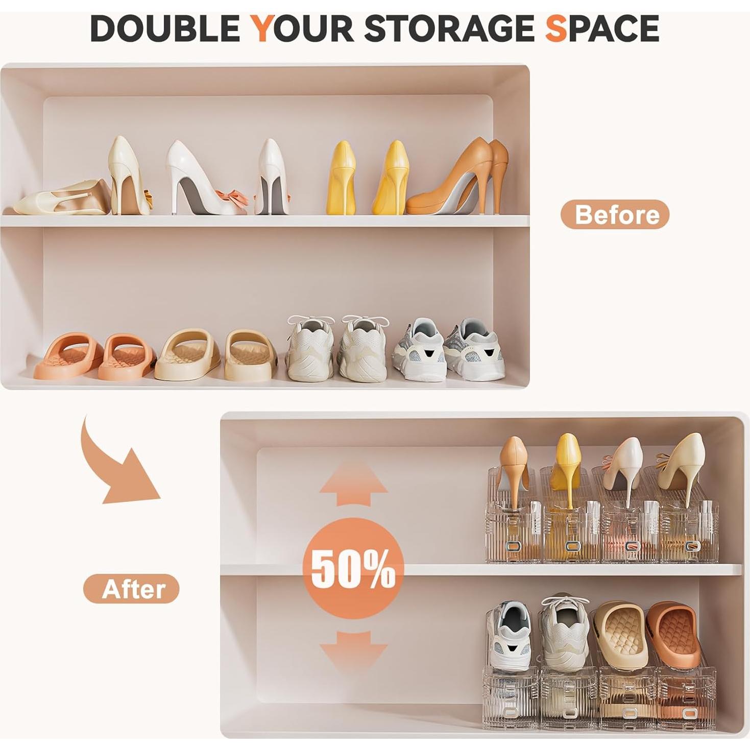 Organizador de Zapatos Neprock 12 Unidades Transparente Ajustable