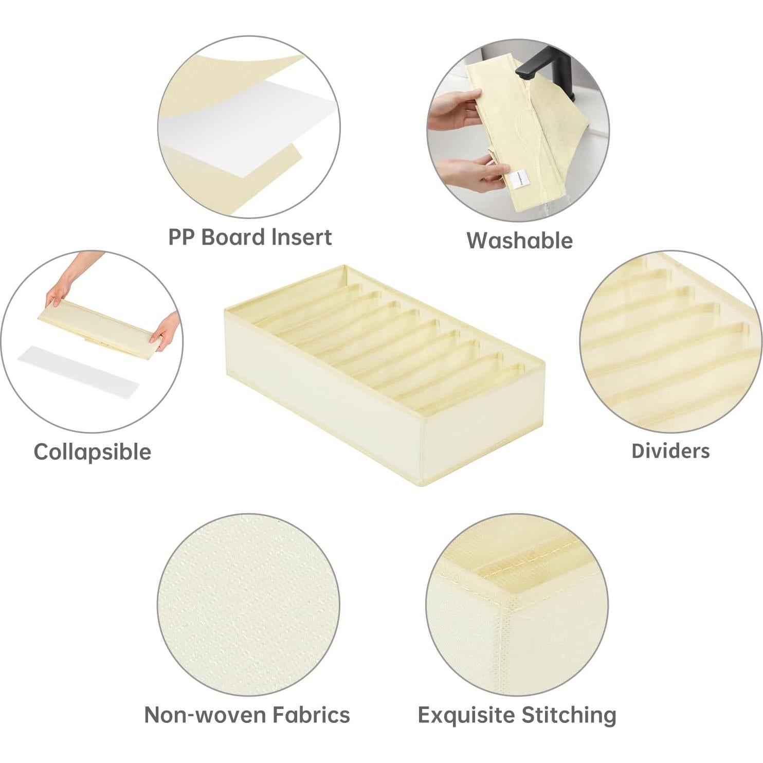 Organizador de Cajón para Ropa Coorganisers 10 Compartimentos Beige