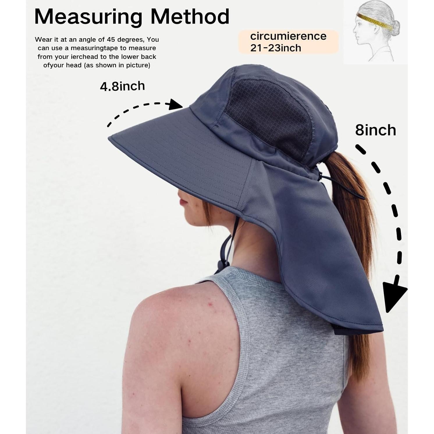 Sombrero de Sol UV para Mujeres con Visera Ancha y Coleta