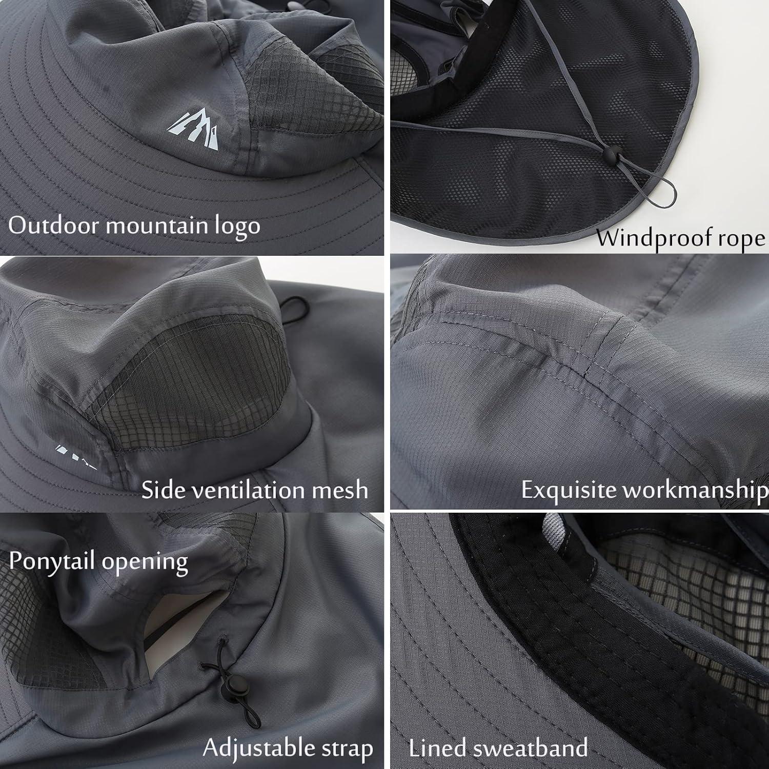 Sombrero de Sol UV para Mujeres con Visera Ancha y Coleta