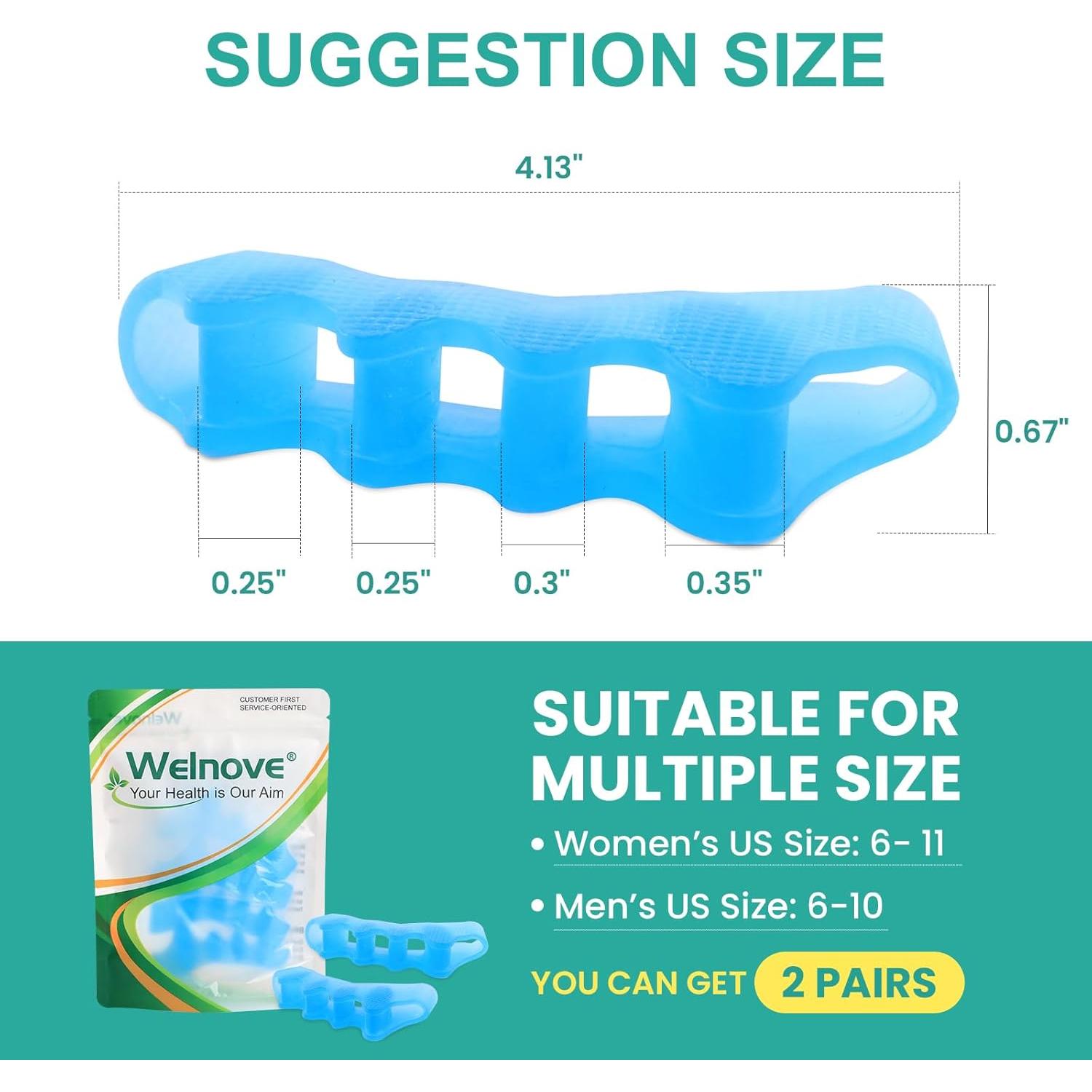 Separadores de Dedos Welnove - Correctores de Gel para Juanetes