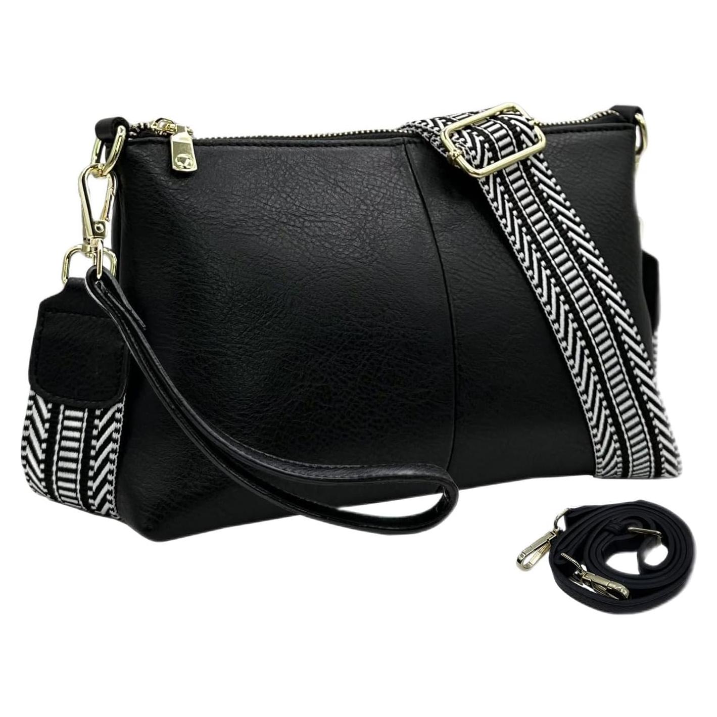 Bolso cruzado de mano vegano Lifwimner negro 23.9x6.9x15cm
