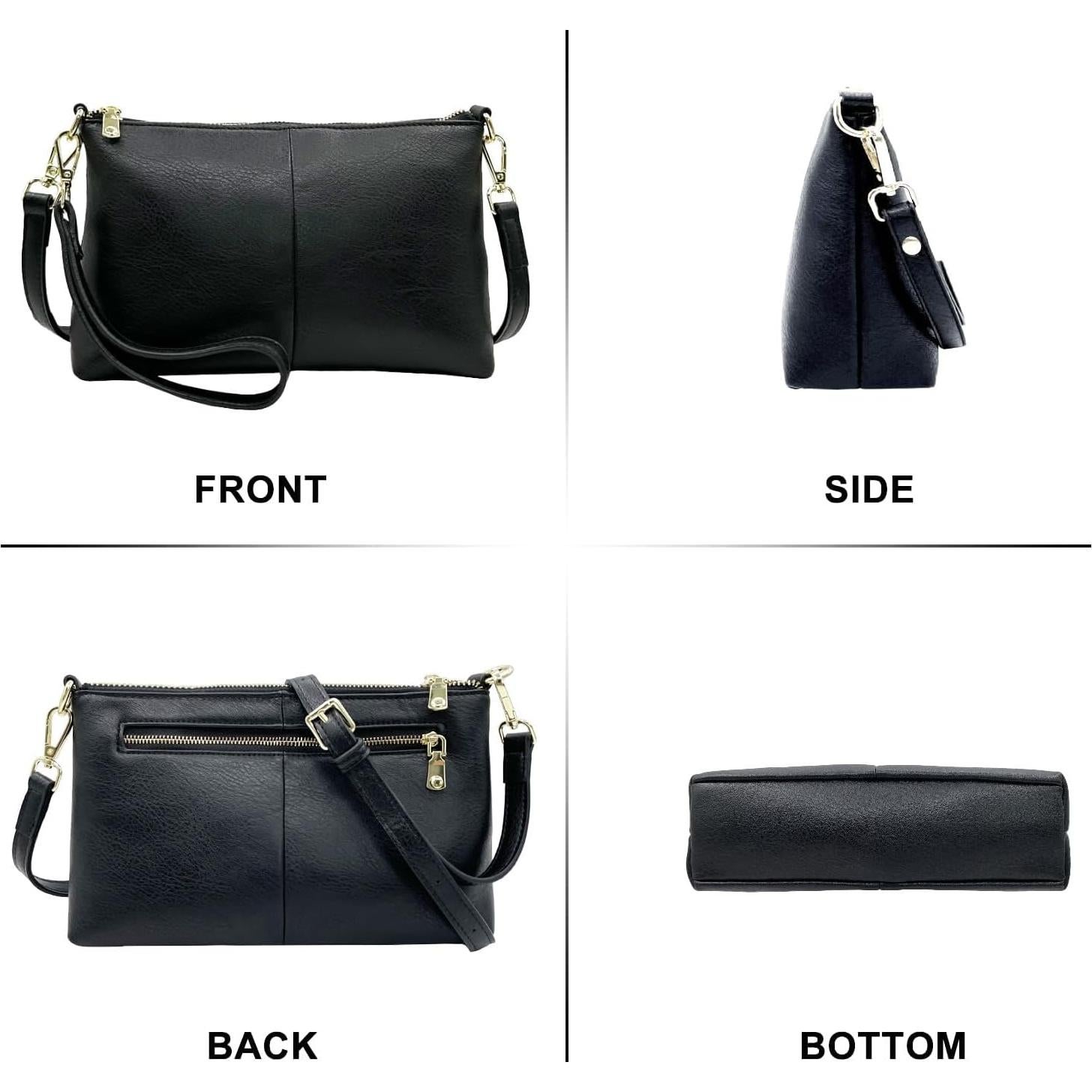 Bolso cruzado de mano vegano Lifwimner negro 23.9x6.9x15cm