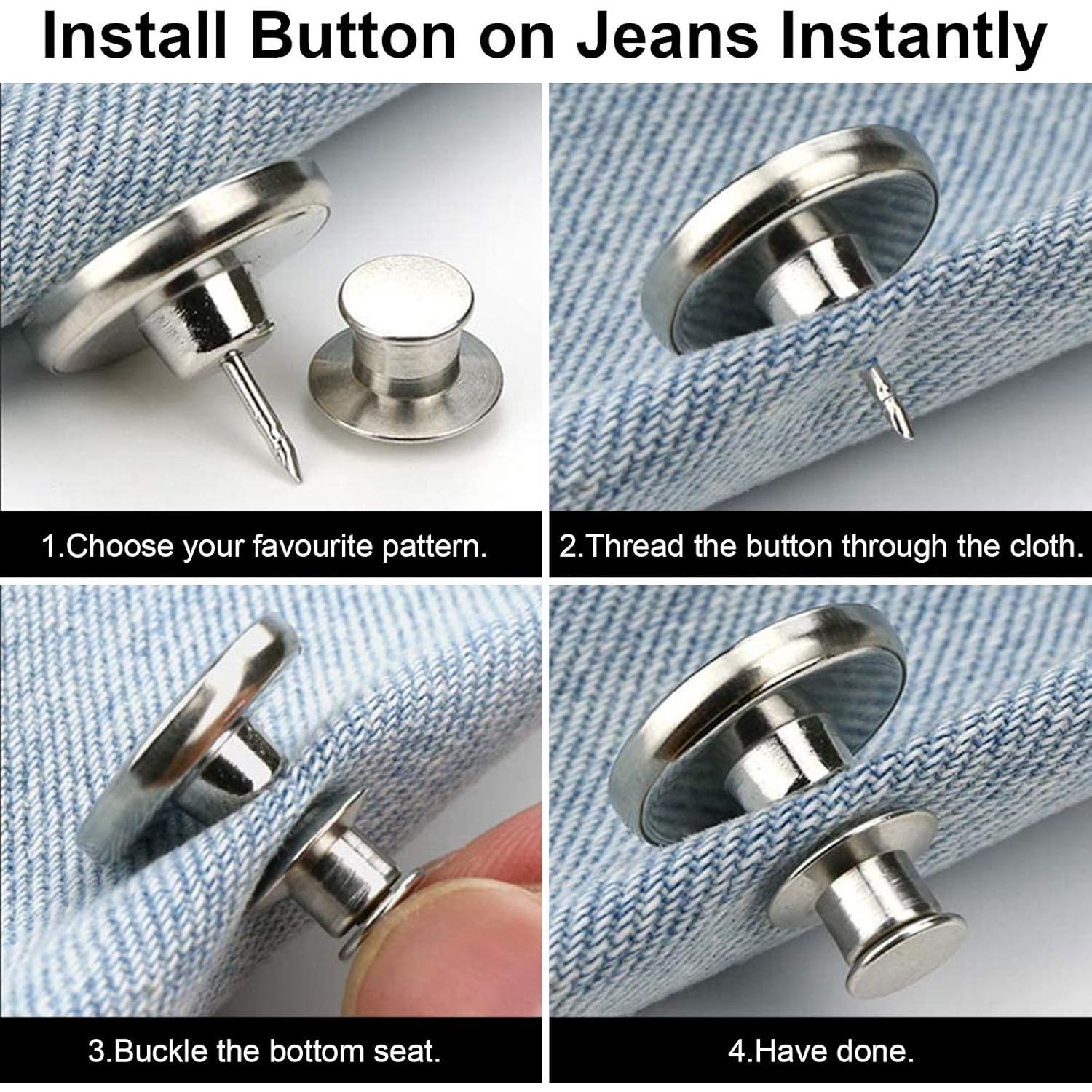 Botones de Reemplazo TOOVREN 8 Piezas Ajustables para Jeans