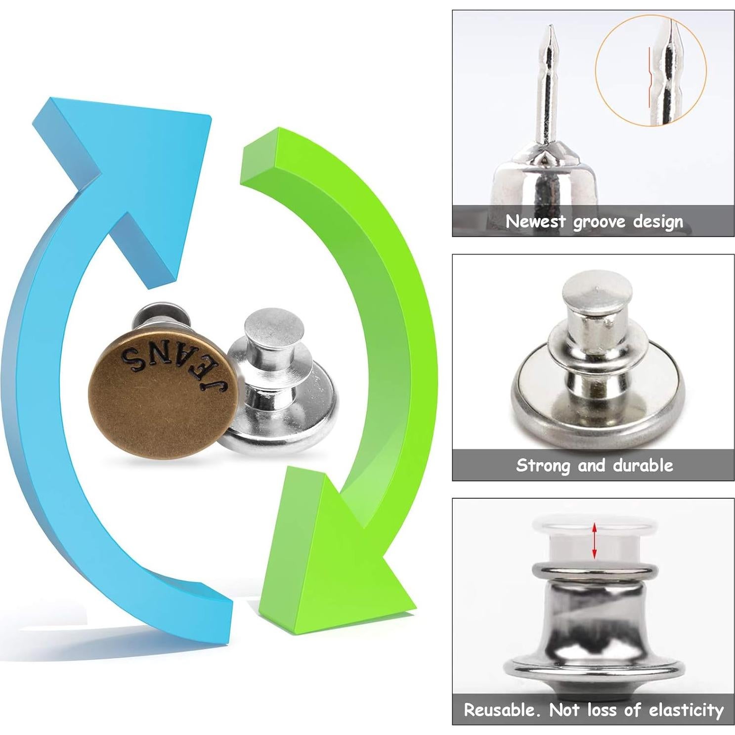 Botones de Reemplazo TOOVREN 8 Piezas Ajustables para Jeans