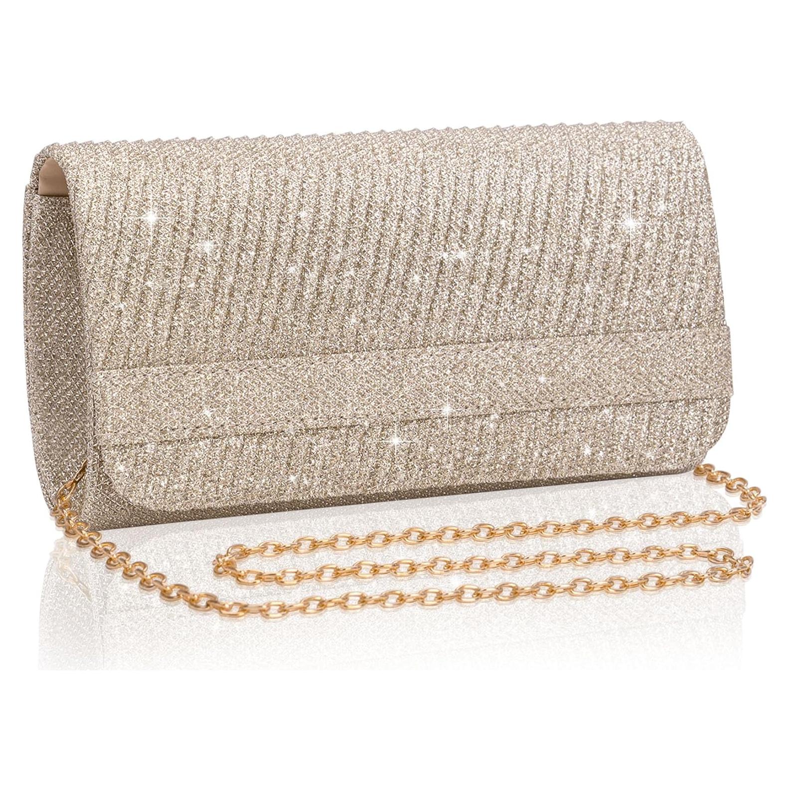 Bolso de Noche Larcenciel Oro Rosa para Mujer 20x10x6 cm