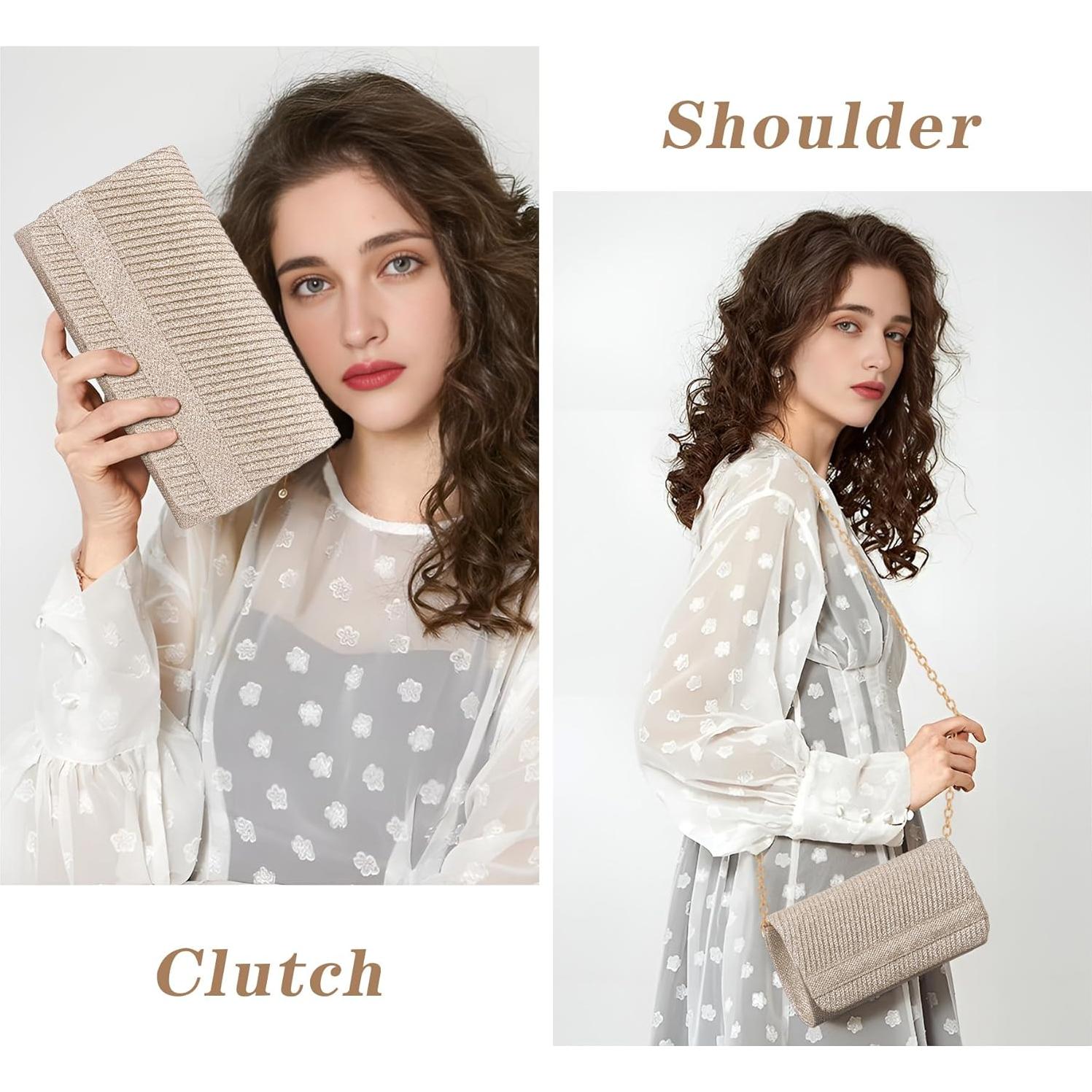 Bolso de Noche Larcenciel Oro Rosa para Mujer 20x10x6 cm