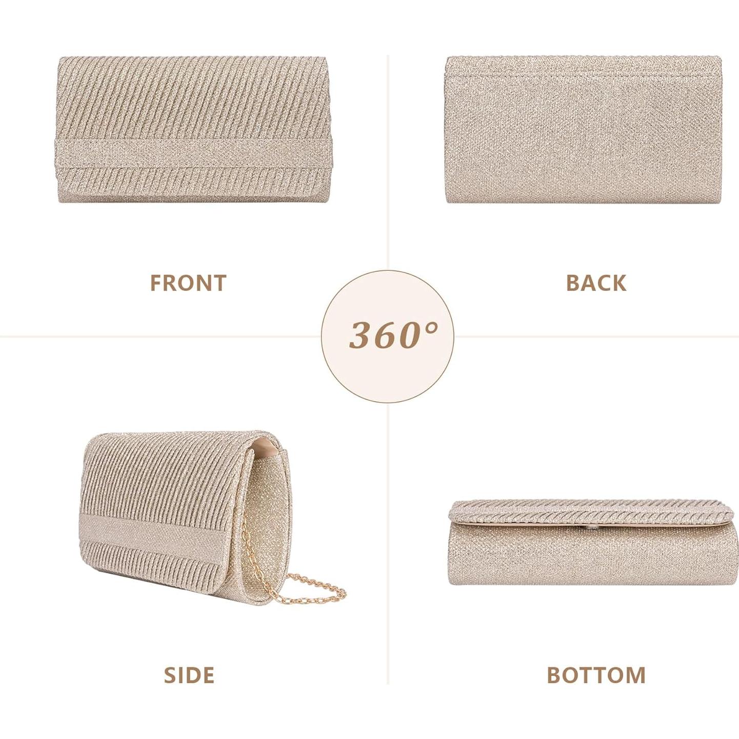 Bolso de Noche Larcenciel Oro Rosa para Mujer 20x10x6 cm