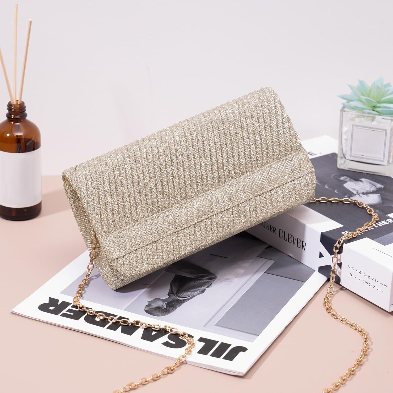 Bolso de Noche Larcenciel Oro Rosa para Mujer 20x10x6 cm