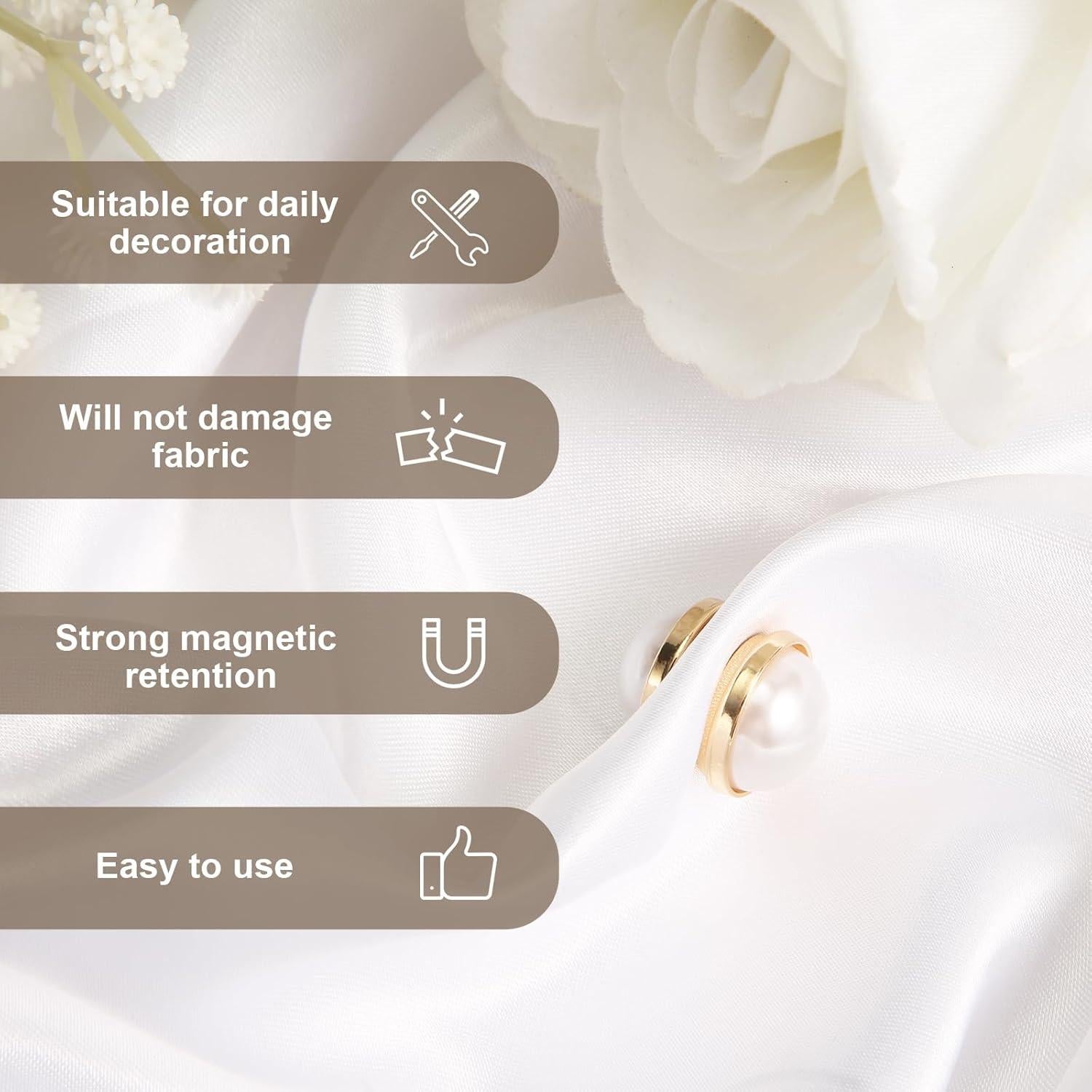 8 Pesos Magnéticos de Perlas para Velo de Boda Oro