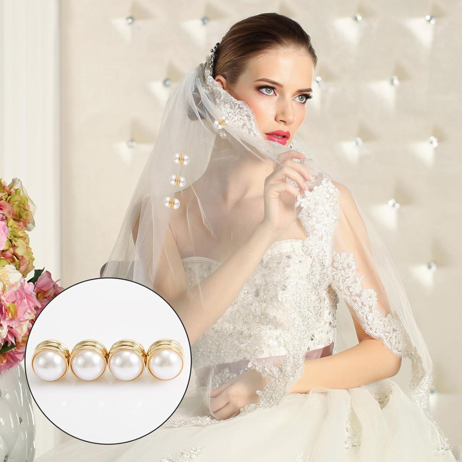 8 Pesos Magnéticos de Perlas para Velo de Boda Oro