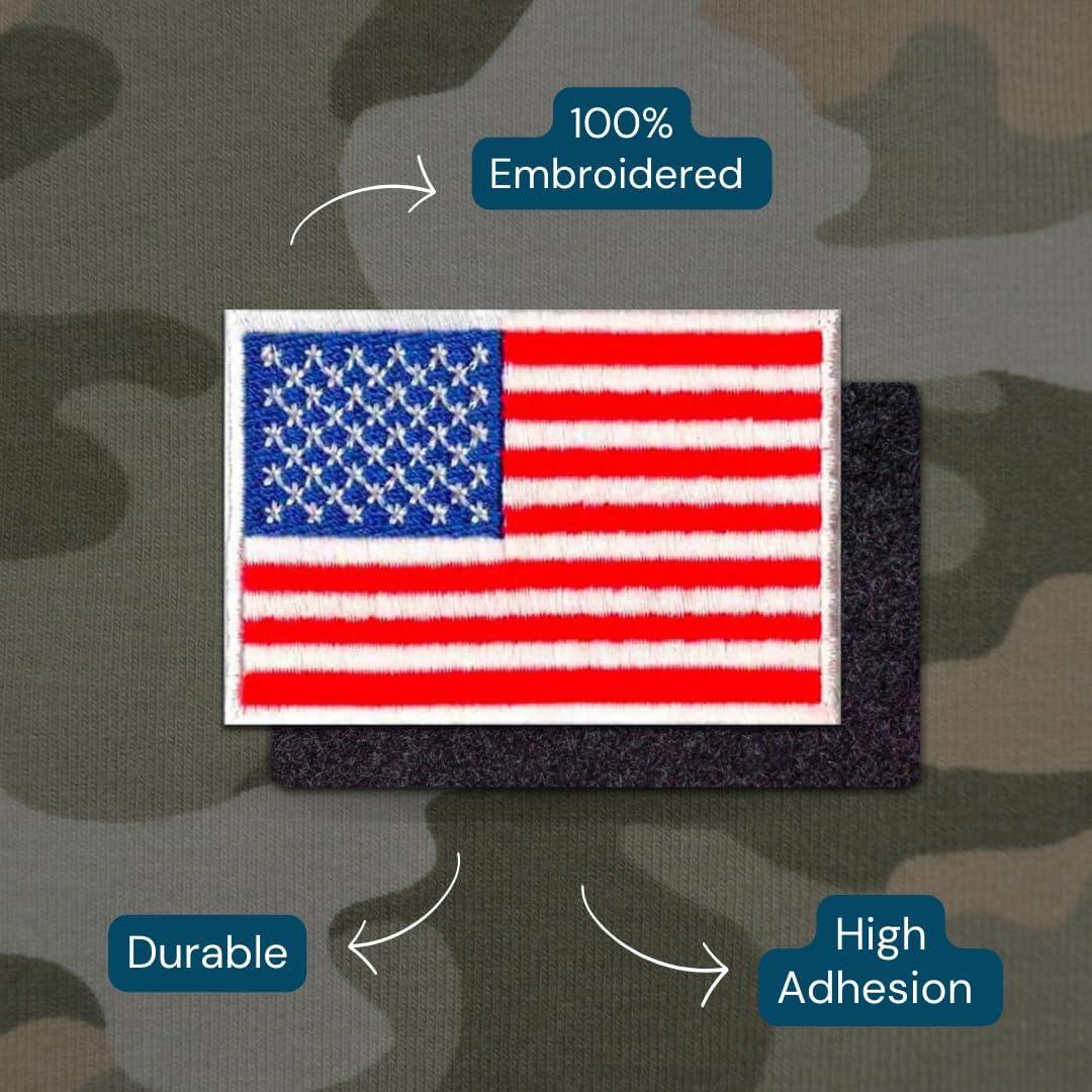 American Flag Tactical Patch (2-Pack) | Hook & Loop 2x3 USA Flag Military Patch, Tactical Patches for Backpacks, Hats, Bags, and Equipment