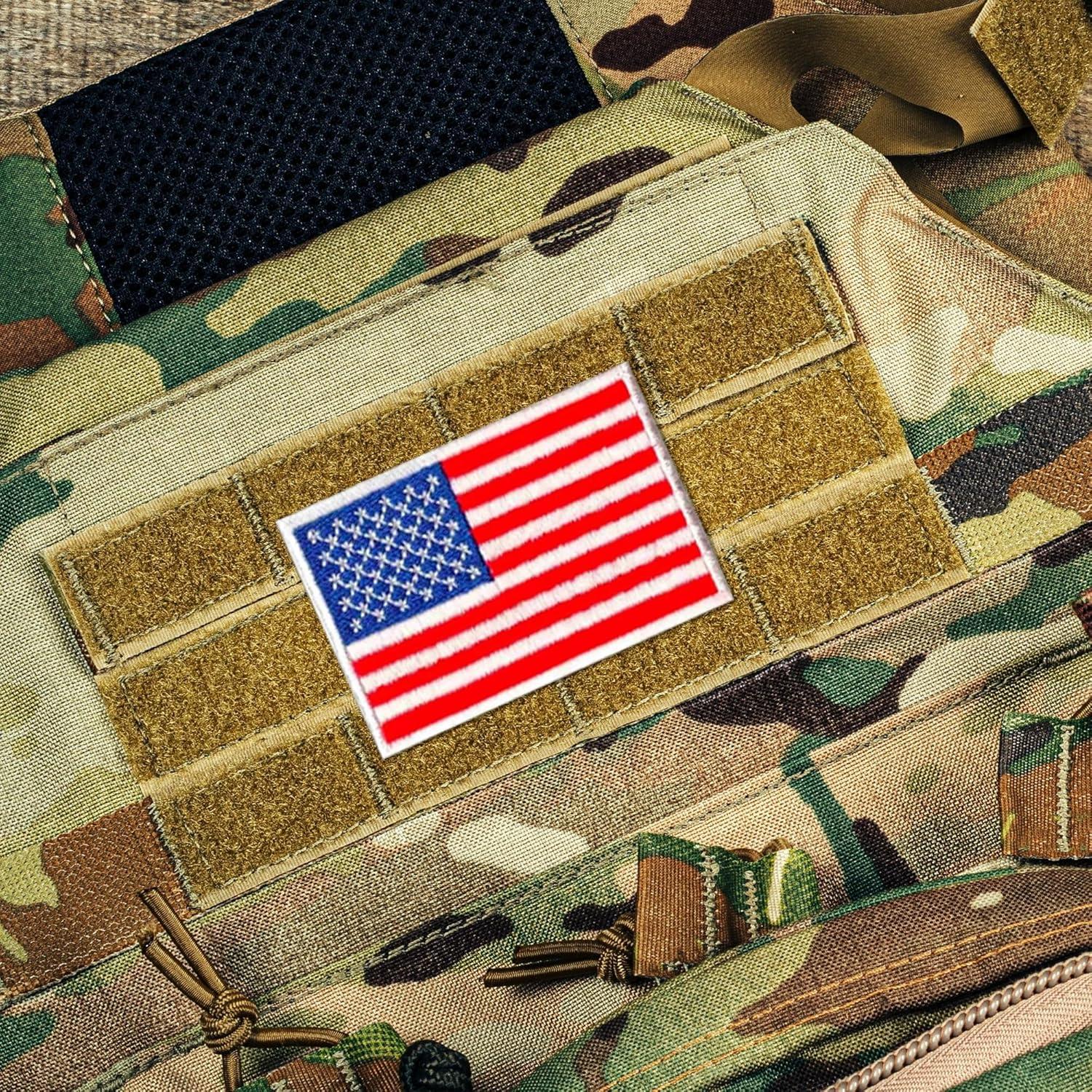 American Flag Tactical Patch (2-Pack) | Hook & Loop 2x3 USA Flag Military Patch, Tactical Patches for Backpacks, Hats, Bags, and Equipment