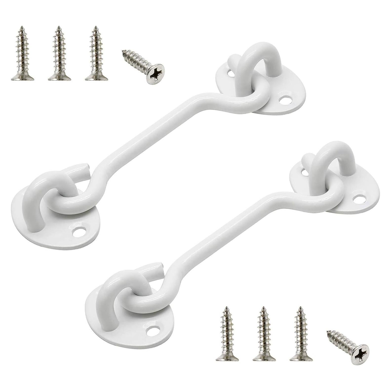 Paquete de 2 Ganchos y Ojos de Privacidad Kyuionty 10 cm Acero Inoxidable Blanco