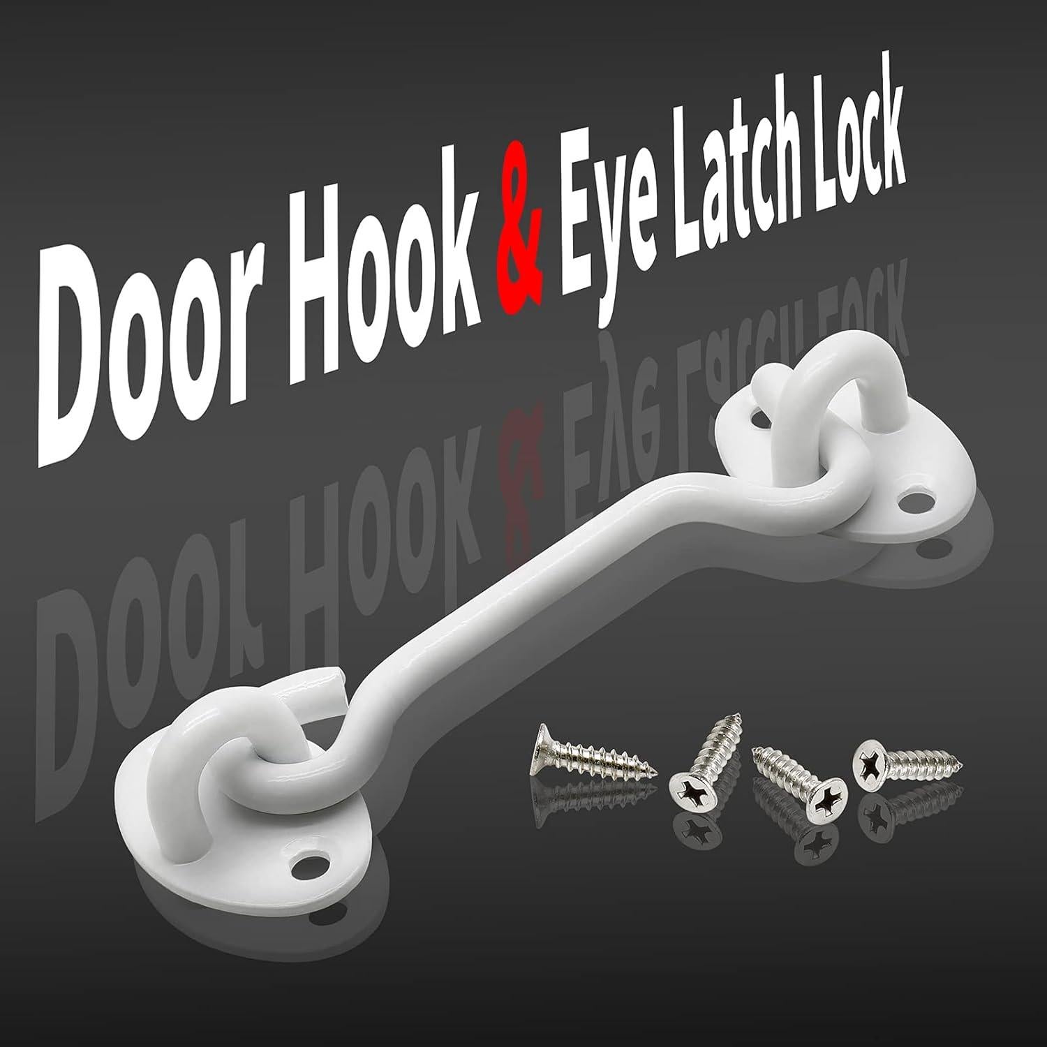 Paquete de 2 Ganchos y Ojos de Privacidad Kyuionty 10 cm Acero Inoxidable Blanco