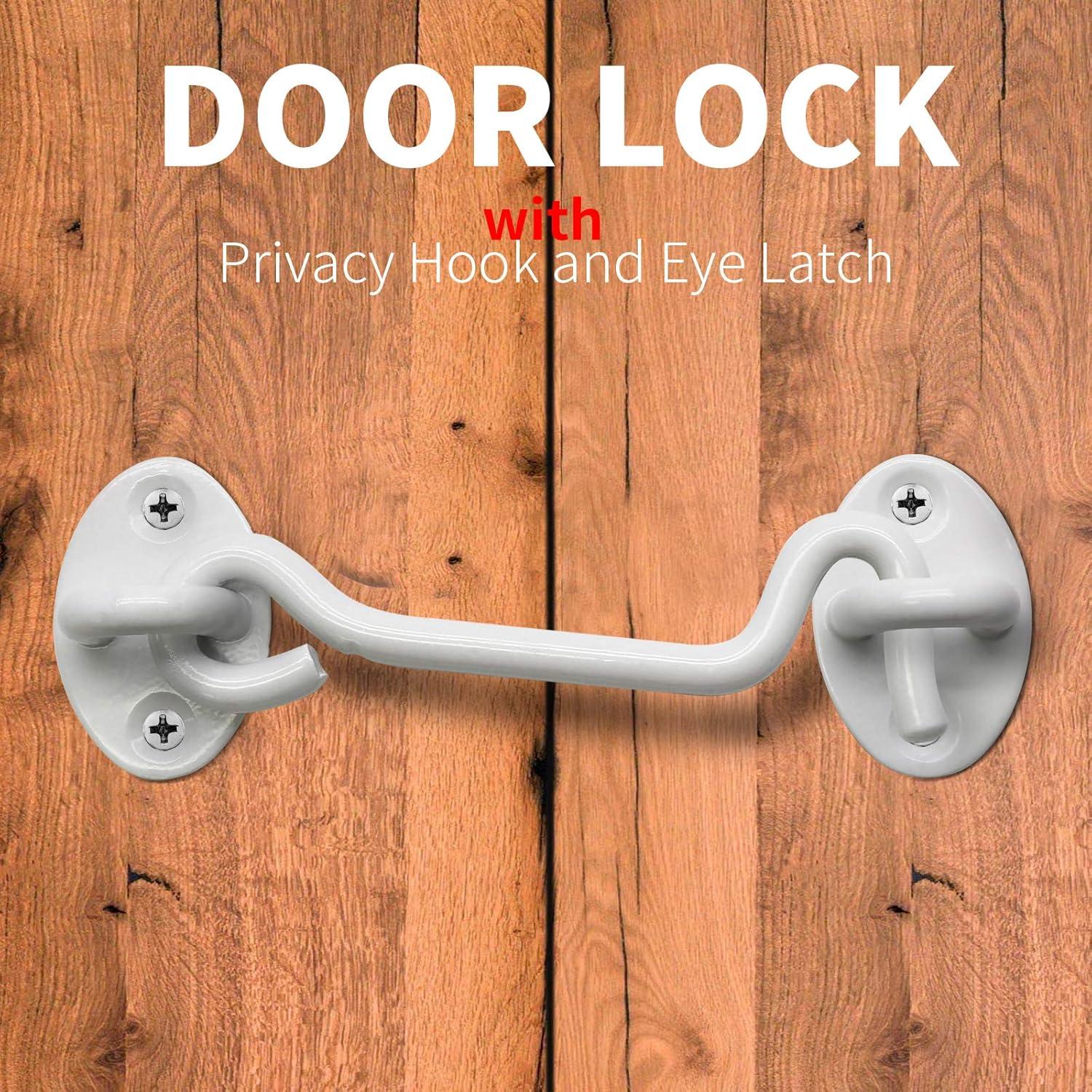 Paquete de 2 Ganchos y Ojos de Privacidad Kyuionty 10 cm Acero Inoxidable Blanco