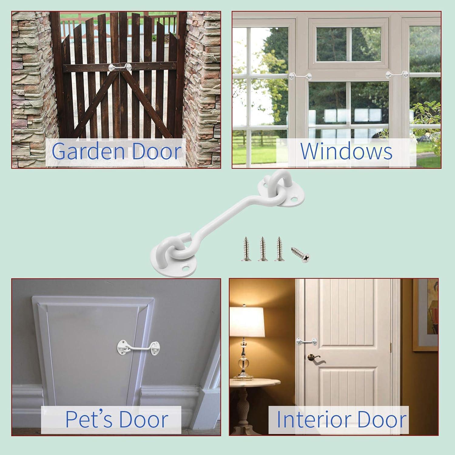 Paquete de 2 Ganchos y Ojos de Privacidad Kyuionty 10 cm Acero Inoxidable Blanco