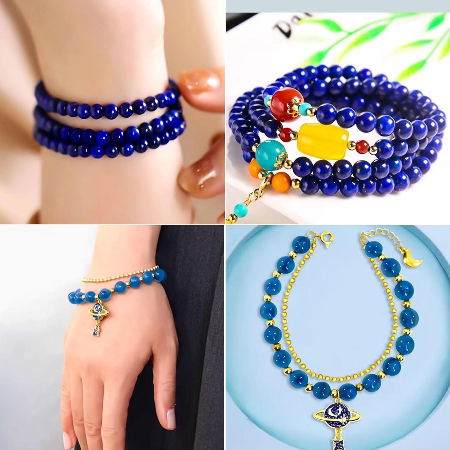 Kit de Perlas de Vidrio Azul 8mm y Arcilla 6mm Wavlakth