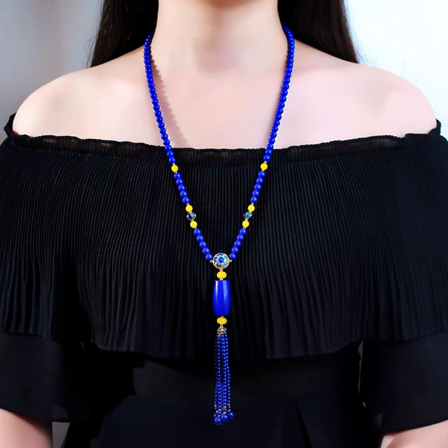 Kit de Perlas de Vidrio Azul 8mm y Arcilla 6mm Wavlakth