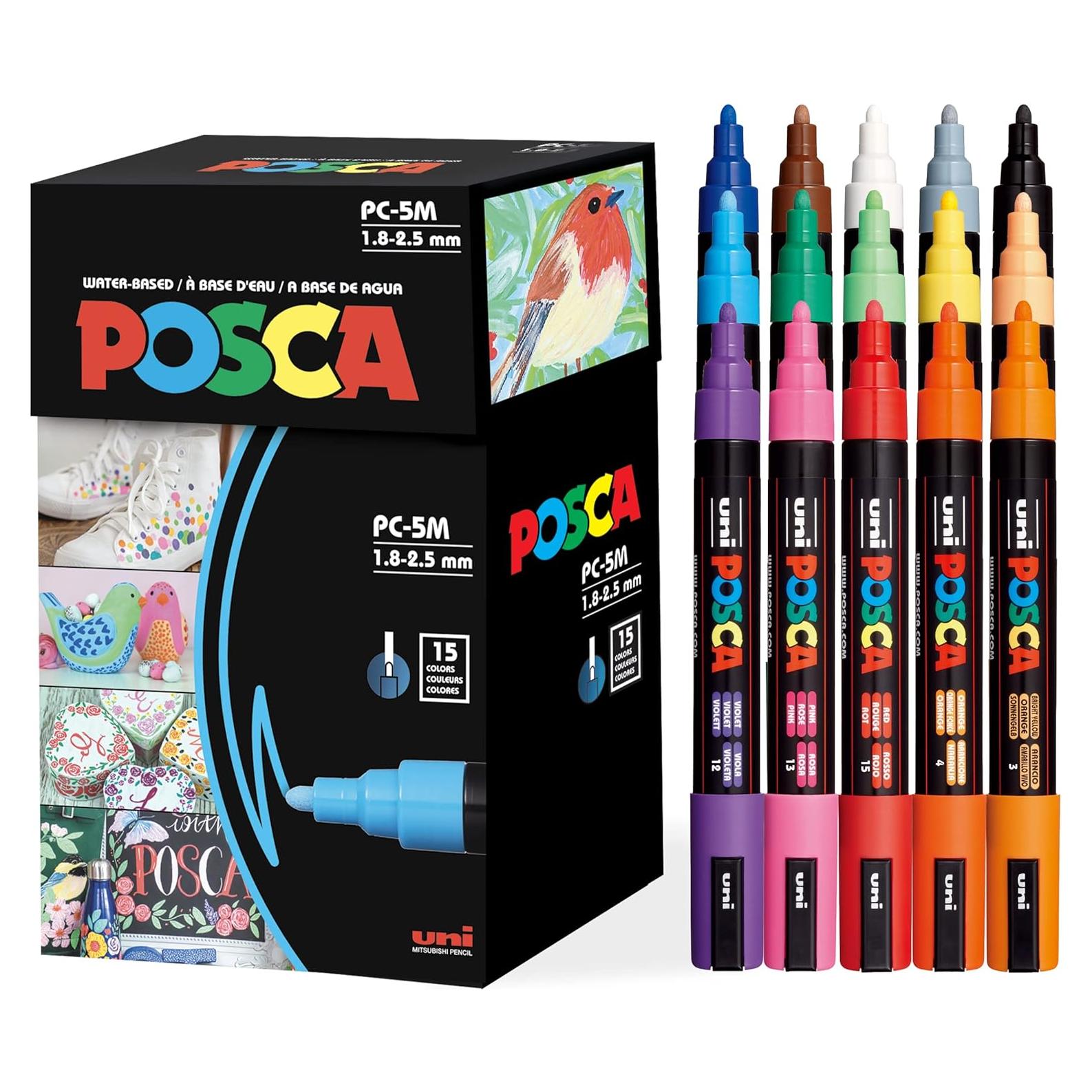 Set de 15 Marcadores de Pintura Posca 5M Medianos Variados