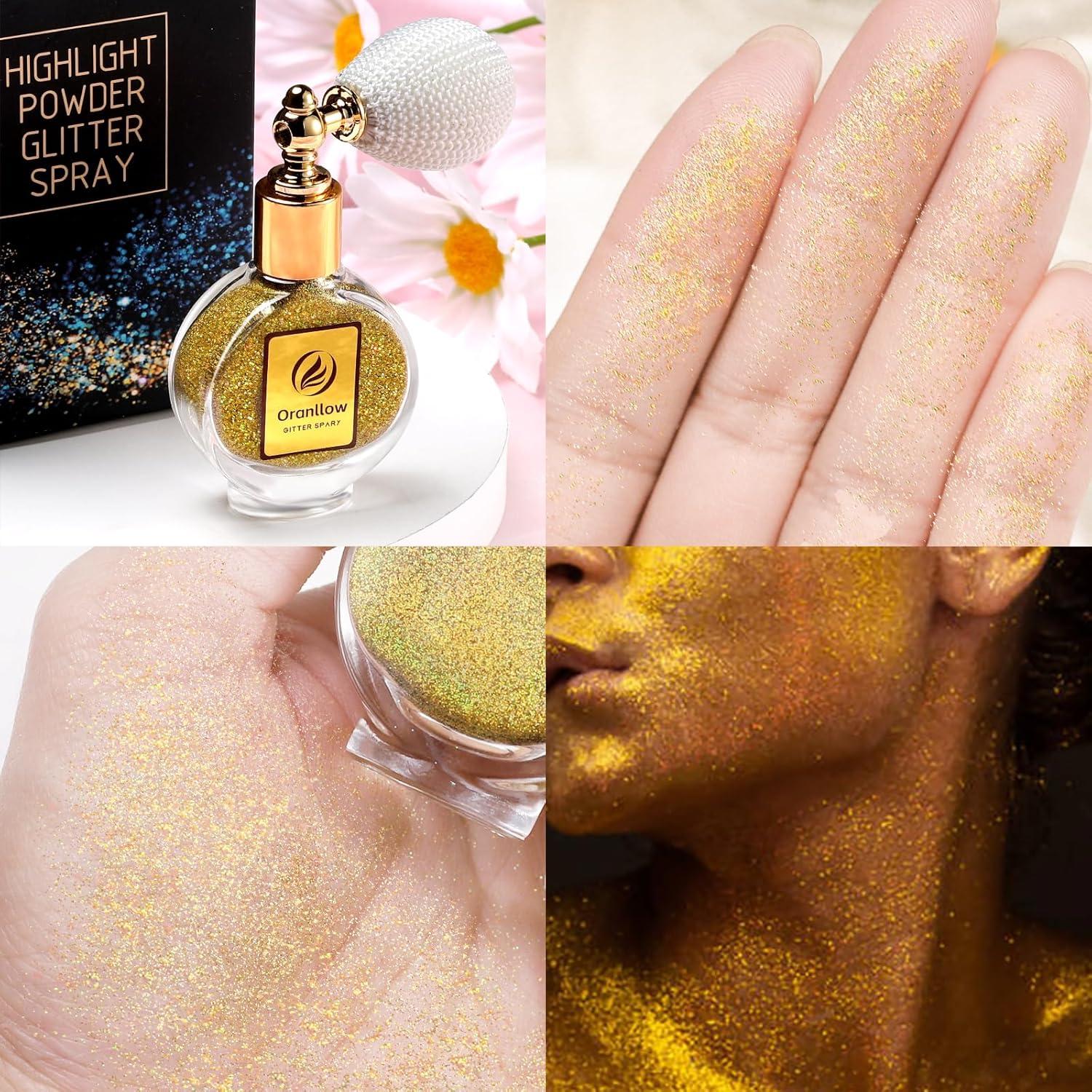 Spray de Brillo Corporal Holográfico Oranllow 70.87g - Dorado