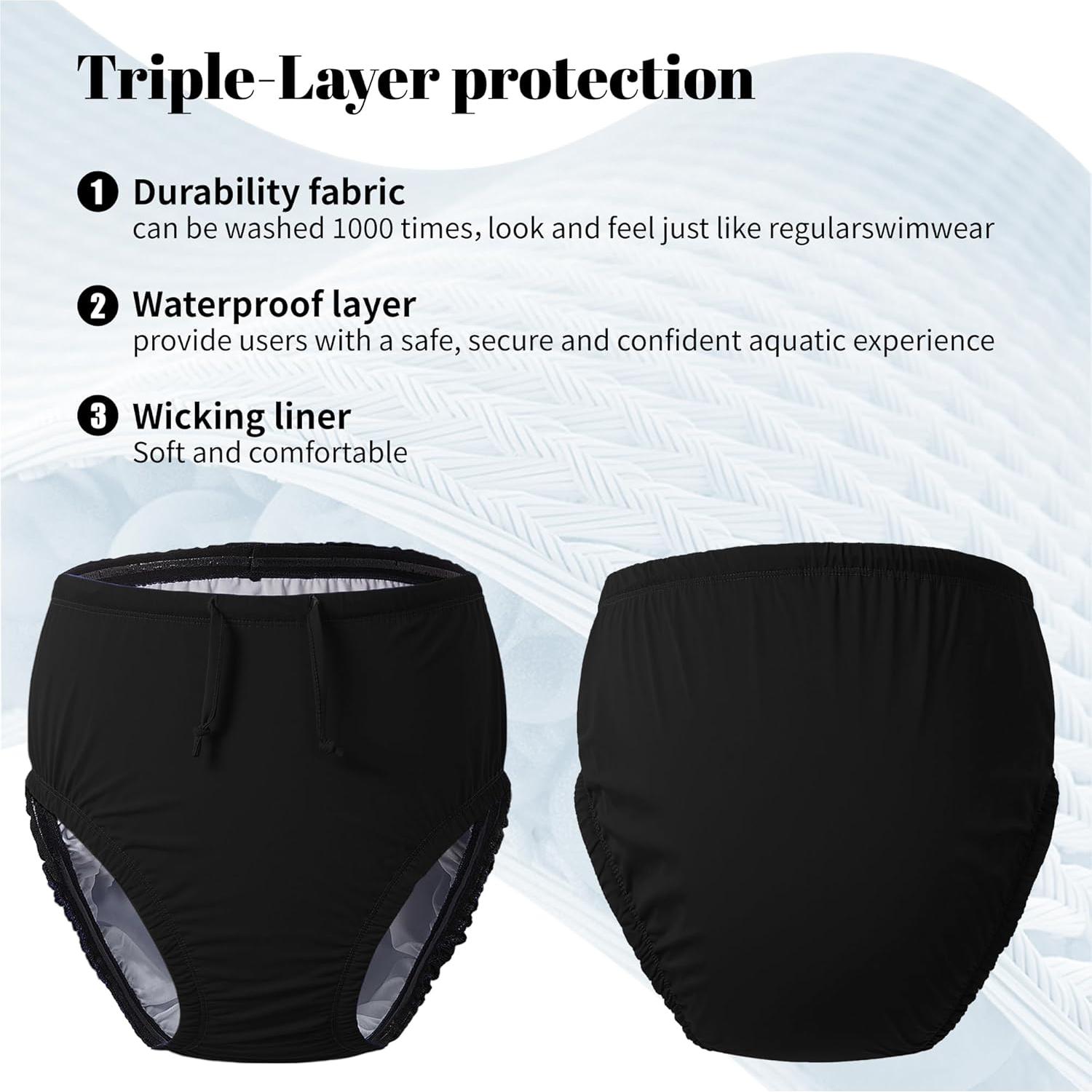 Pañal de Natación Reutilizable Codida 5-6T Negro para Niños