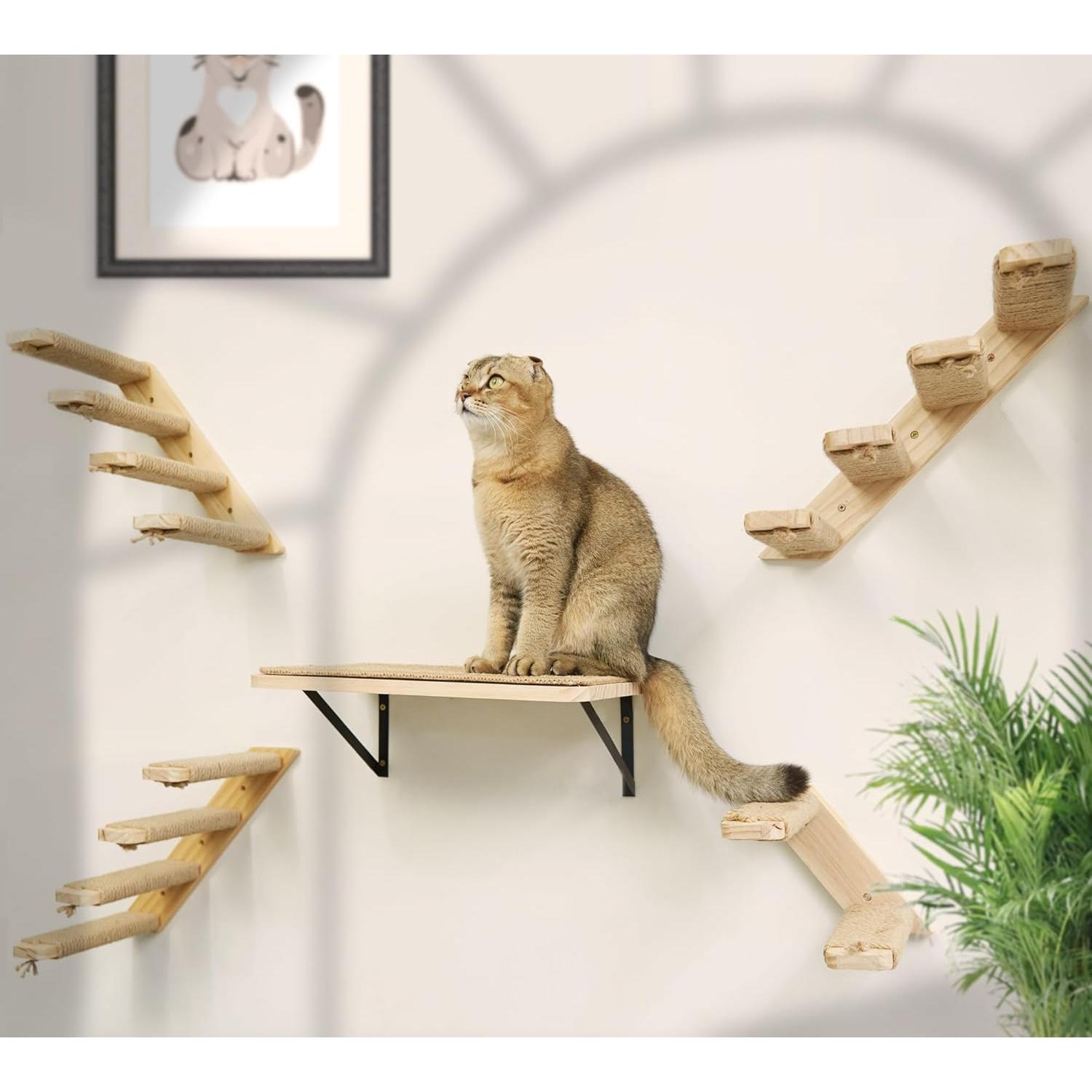 Estantería para Gatos PELUOMOZ 4 Escalones Montada en Pared