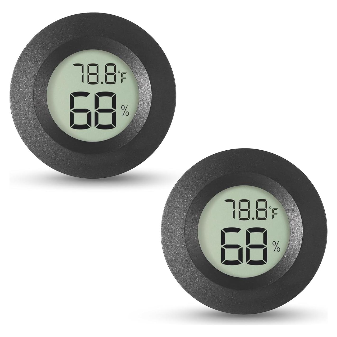 Paquete de 2 Higrómetros Digitales A01 Negro - Medidor de Humedad y Temperatura