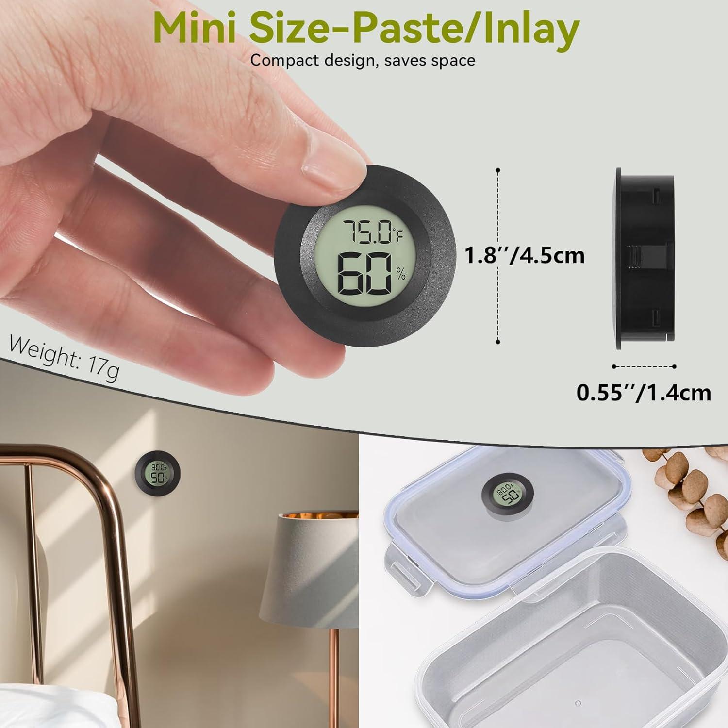 Paquete de 2 Higrómetros Digitales A01 Negro - Medidor de Humedad y Temperatura