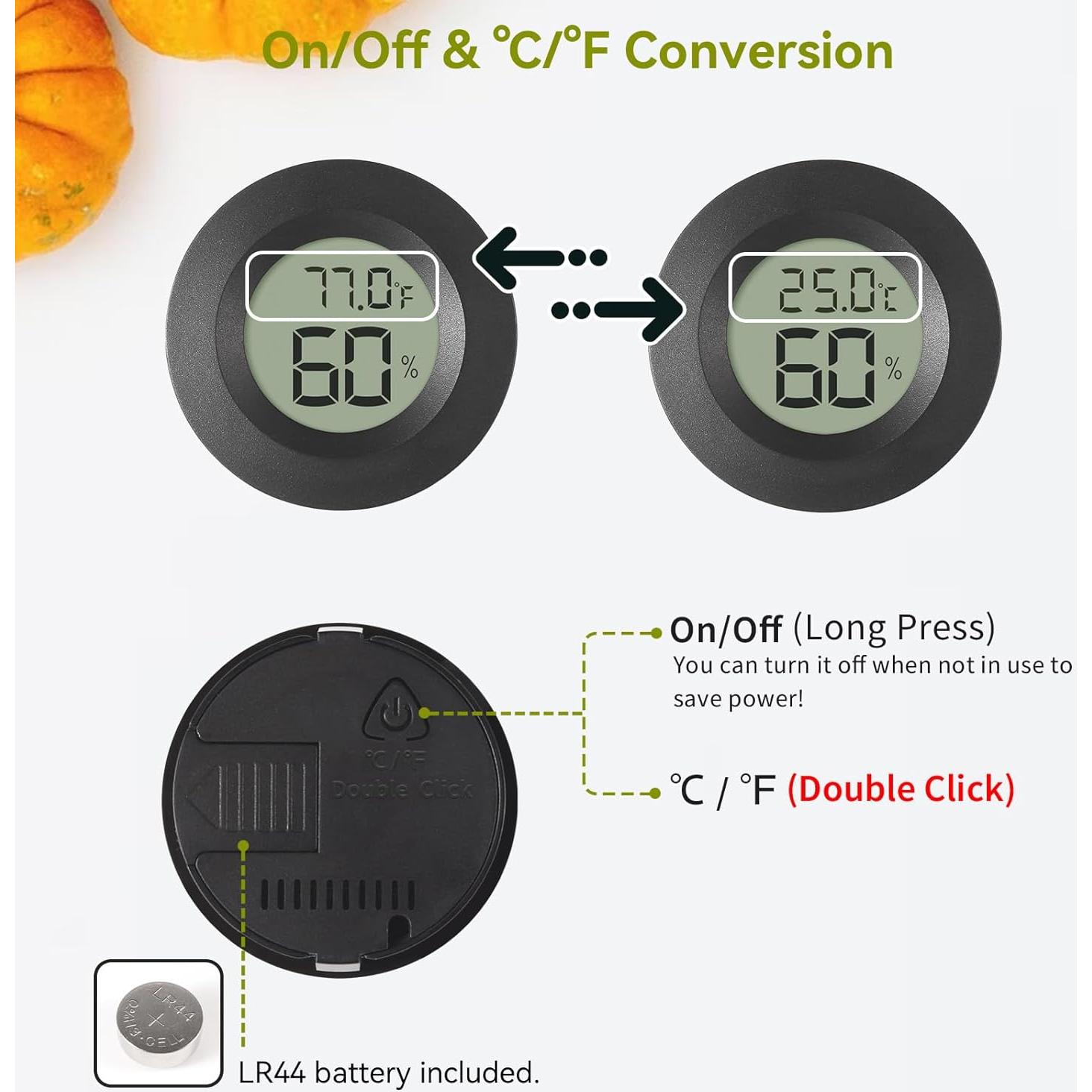Paquete de 2 Higrómetros Digitales A01 Negro - Medidor de Humedad y Temperatura