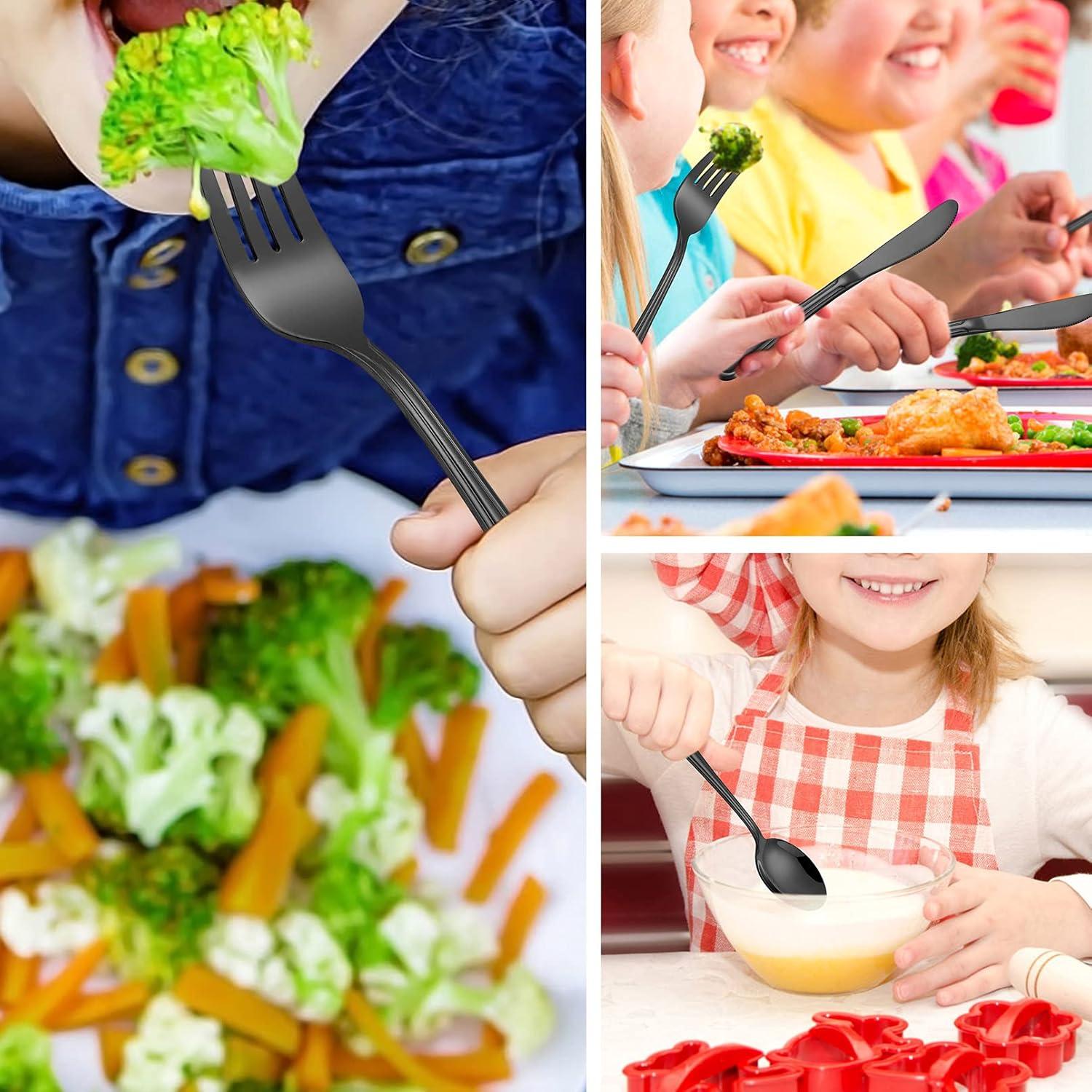 Set de Cubiertos para Niños LIANYU 12 Piezas Acero Inoxidable Negro