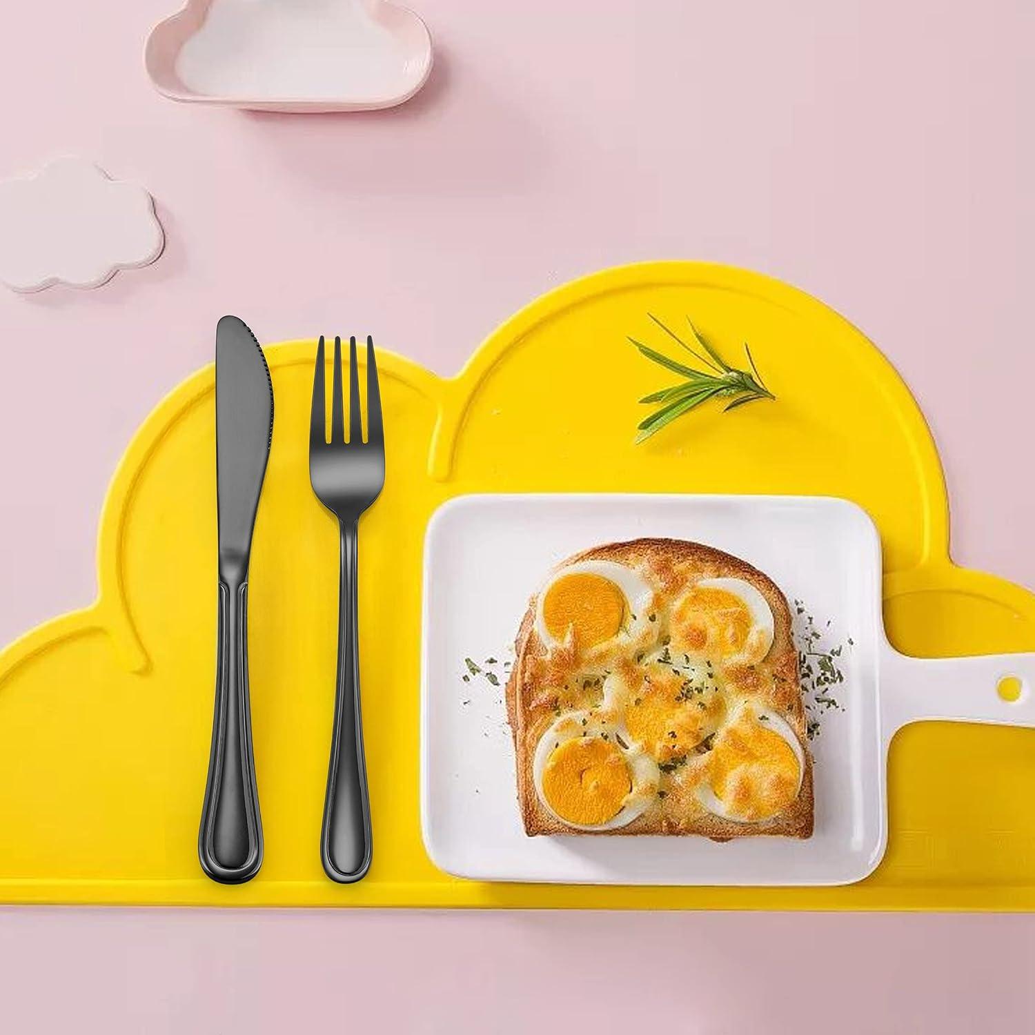 Set de Cubiertos para Niños LIANYU 12 Piezas Acero Inoxidable Negro