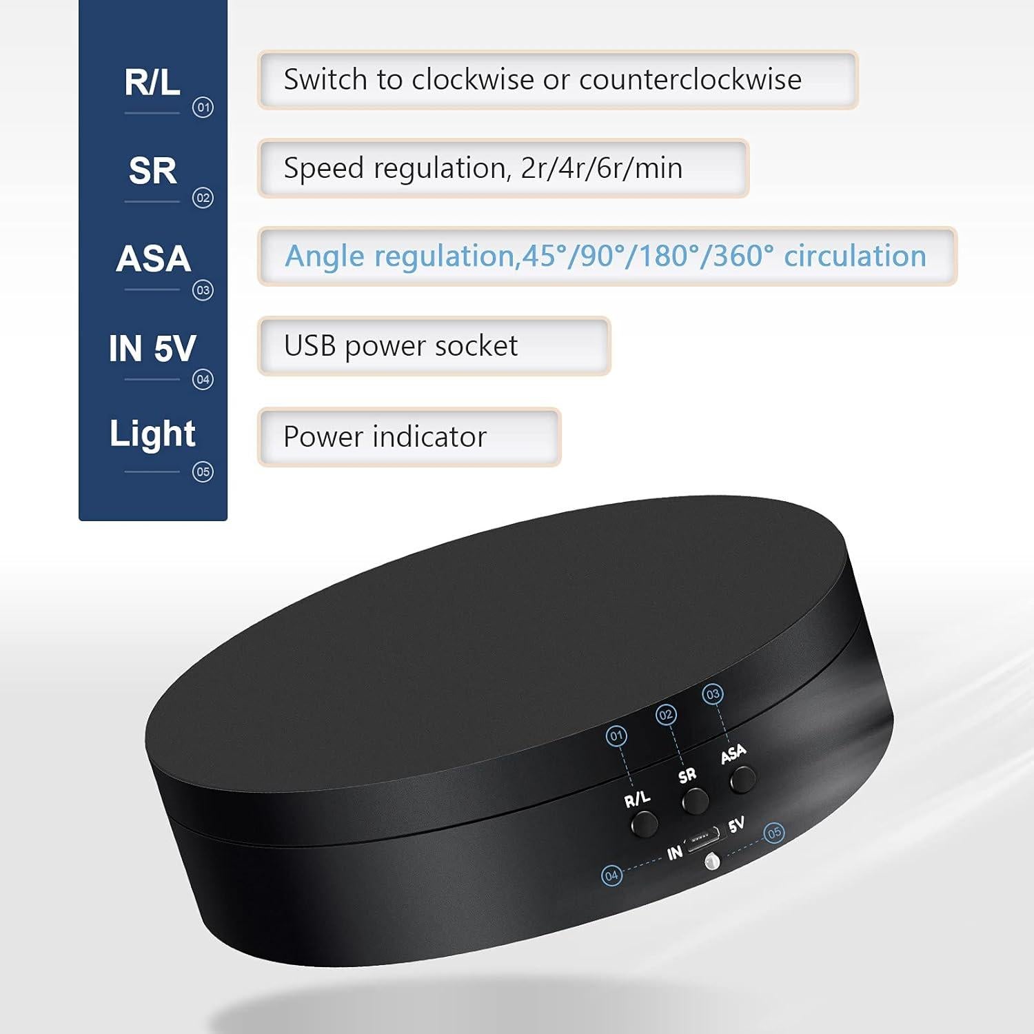 Soporte de Exhibición Rotativo Hicarer 360° USB Negro