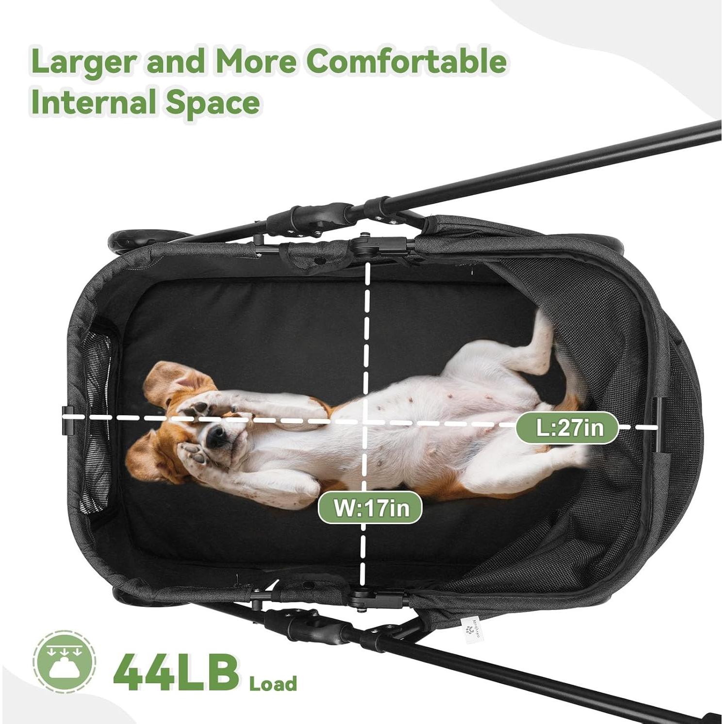 Carrito para Perros Wedyvko Negro para Mascotas Medianas/Pequeñas