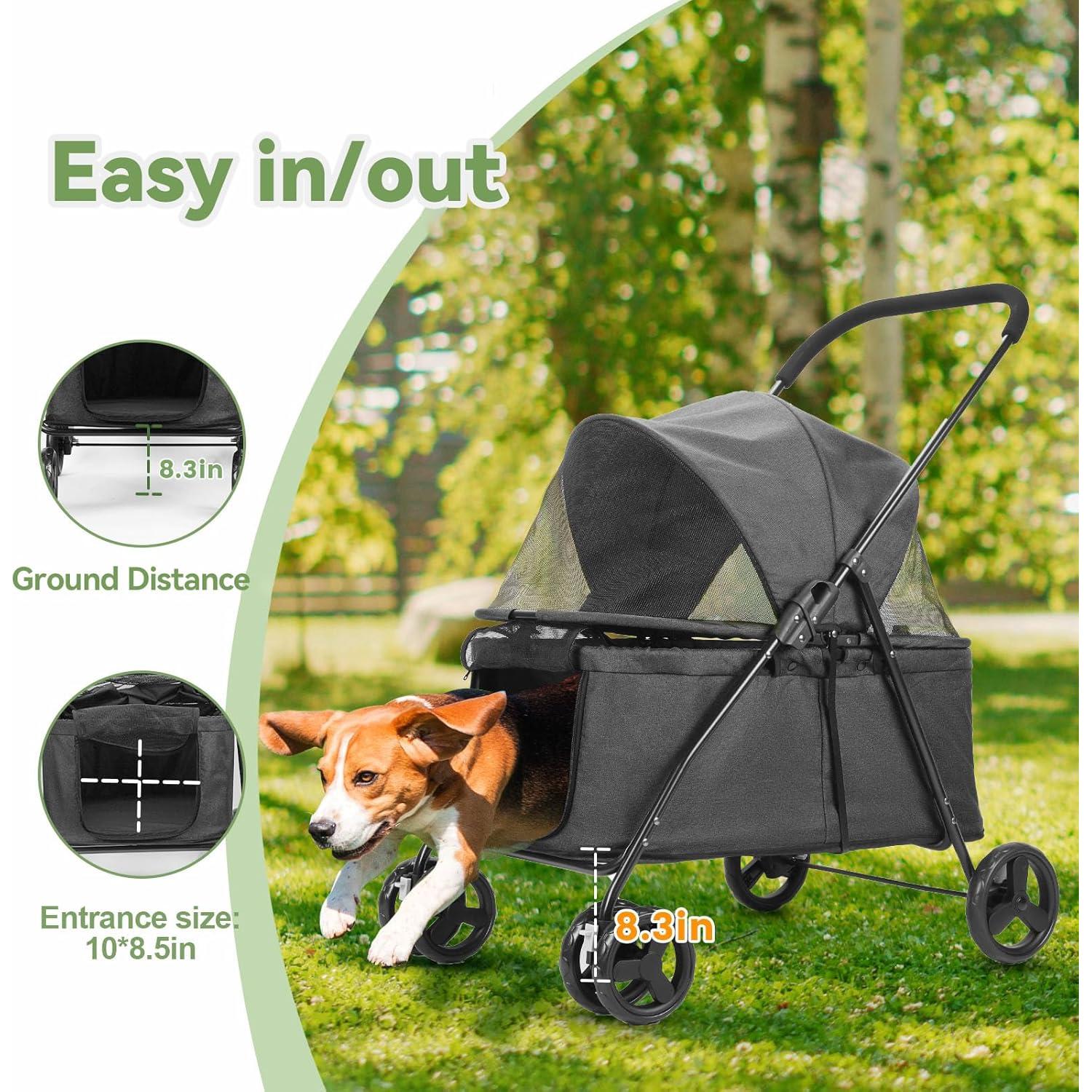 Carrito para Perros Wedyvko Negro para Mascotas Medianas/Pequeñas