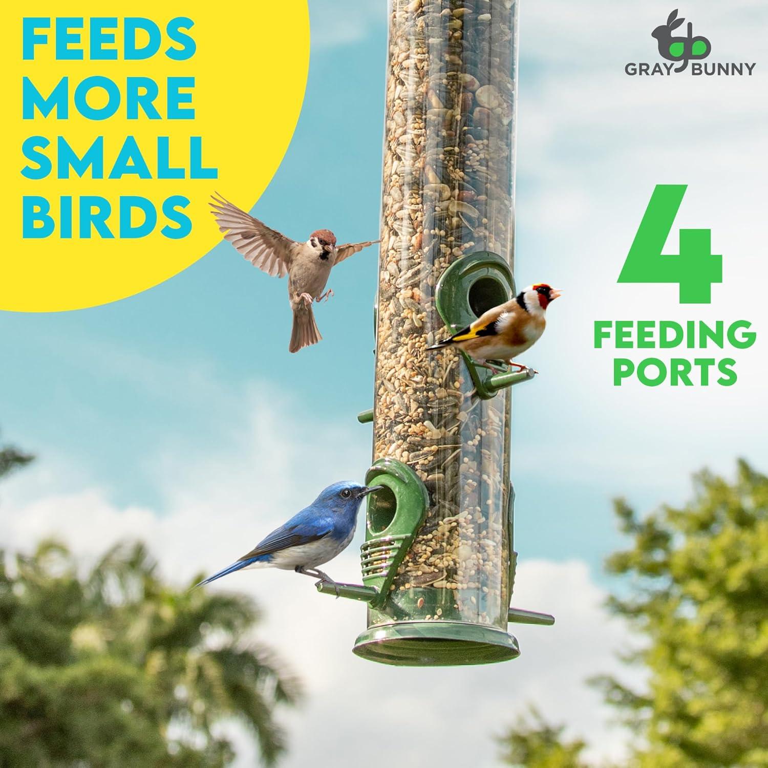 Comedero de Metal para Aves Conejo Gris 4 Puertos 38 cm