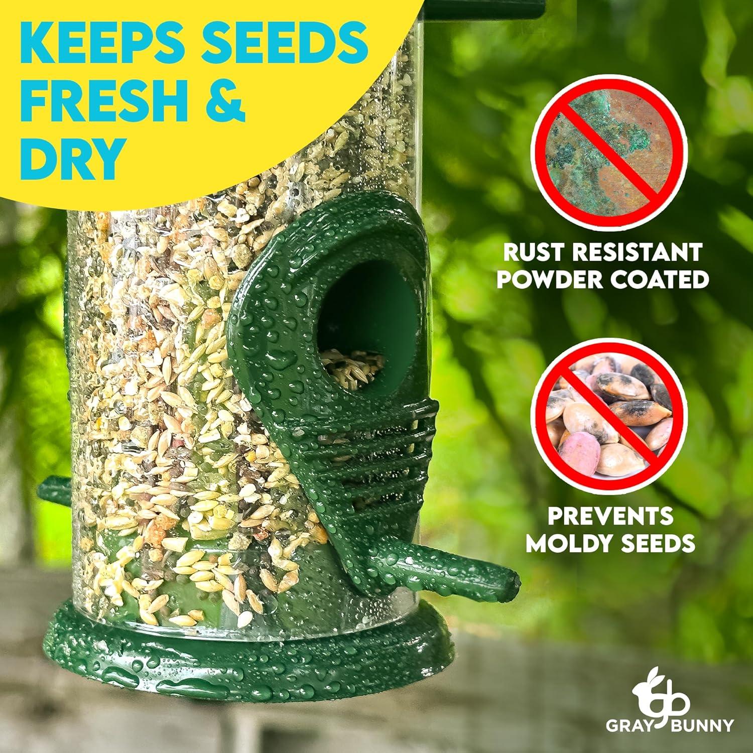 Comedero de Metal para Aves Conejo Gris 4 Puertos 38 cm