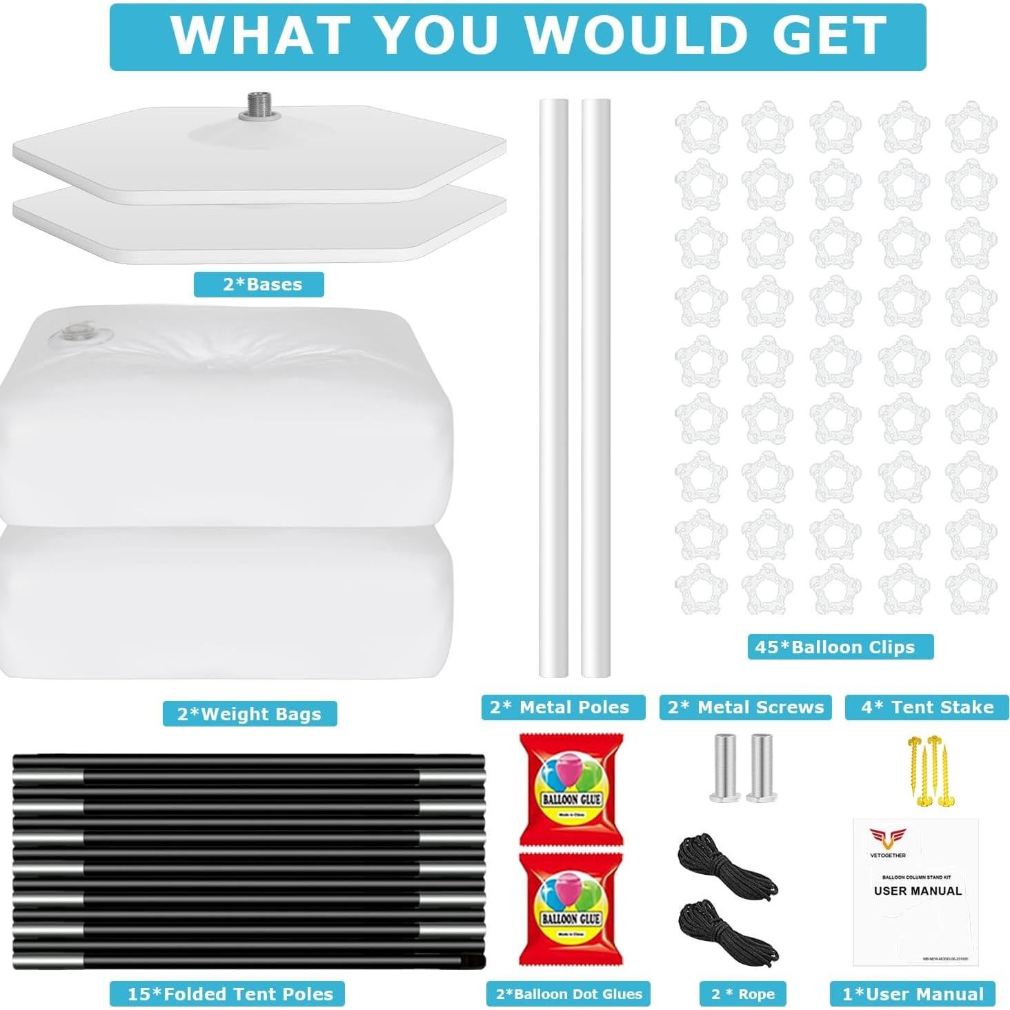 Kit de Soporte para Arco de Globos VETOGETHER 2.74m x 3.05m