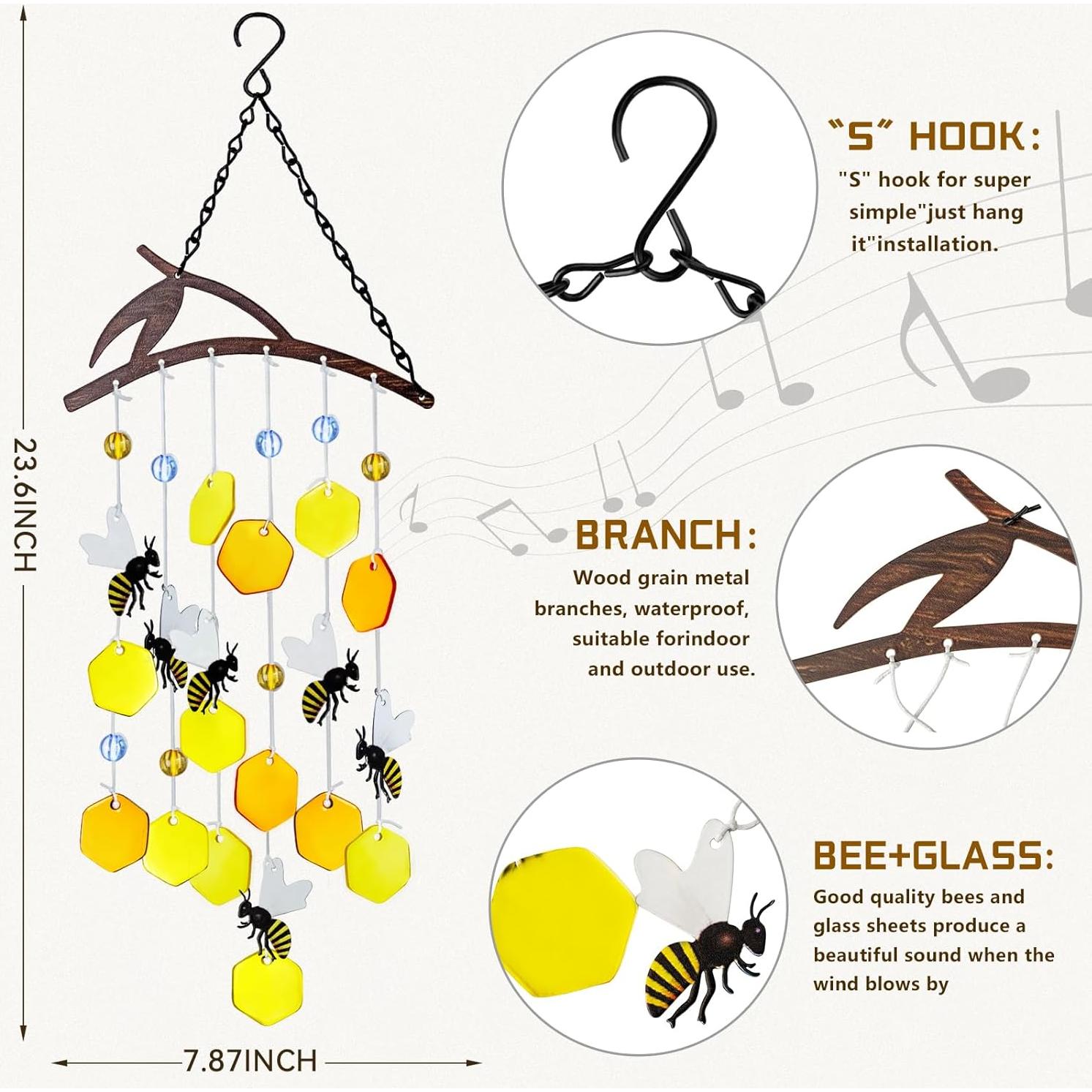 Campana de Viento de Vidrio Templado X-PREK Abejas 38cm