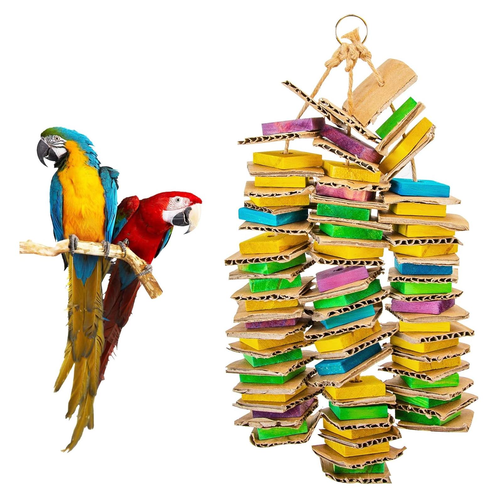 Juguete para Loros MYFAMIREA de Madera Natural 29.5 cm